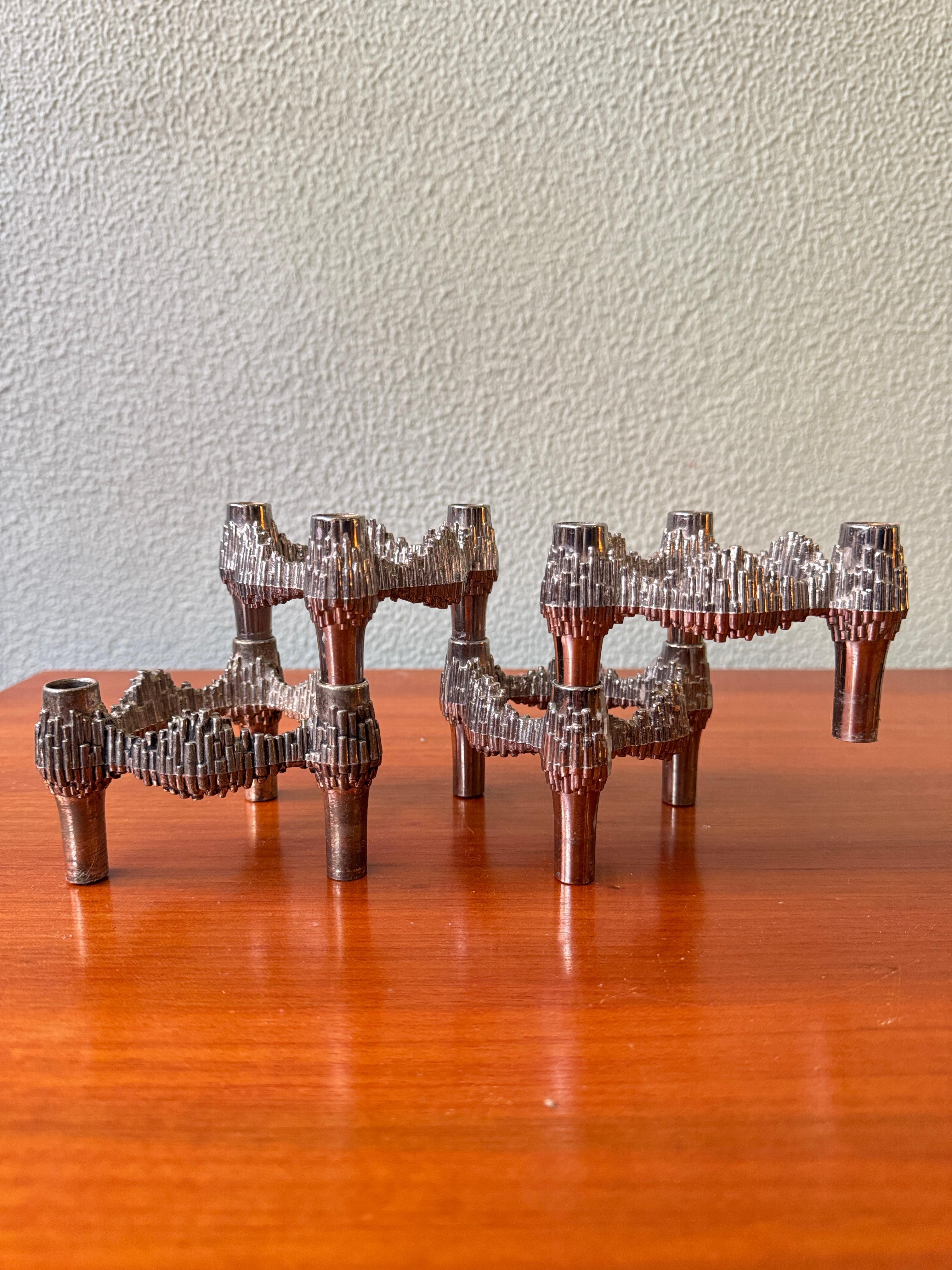 Quist Variomaster Brutalist Modular Candle Holders Set Chrome German 1970s For Sale 2