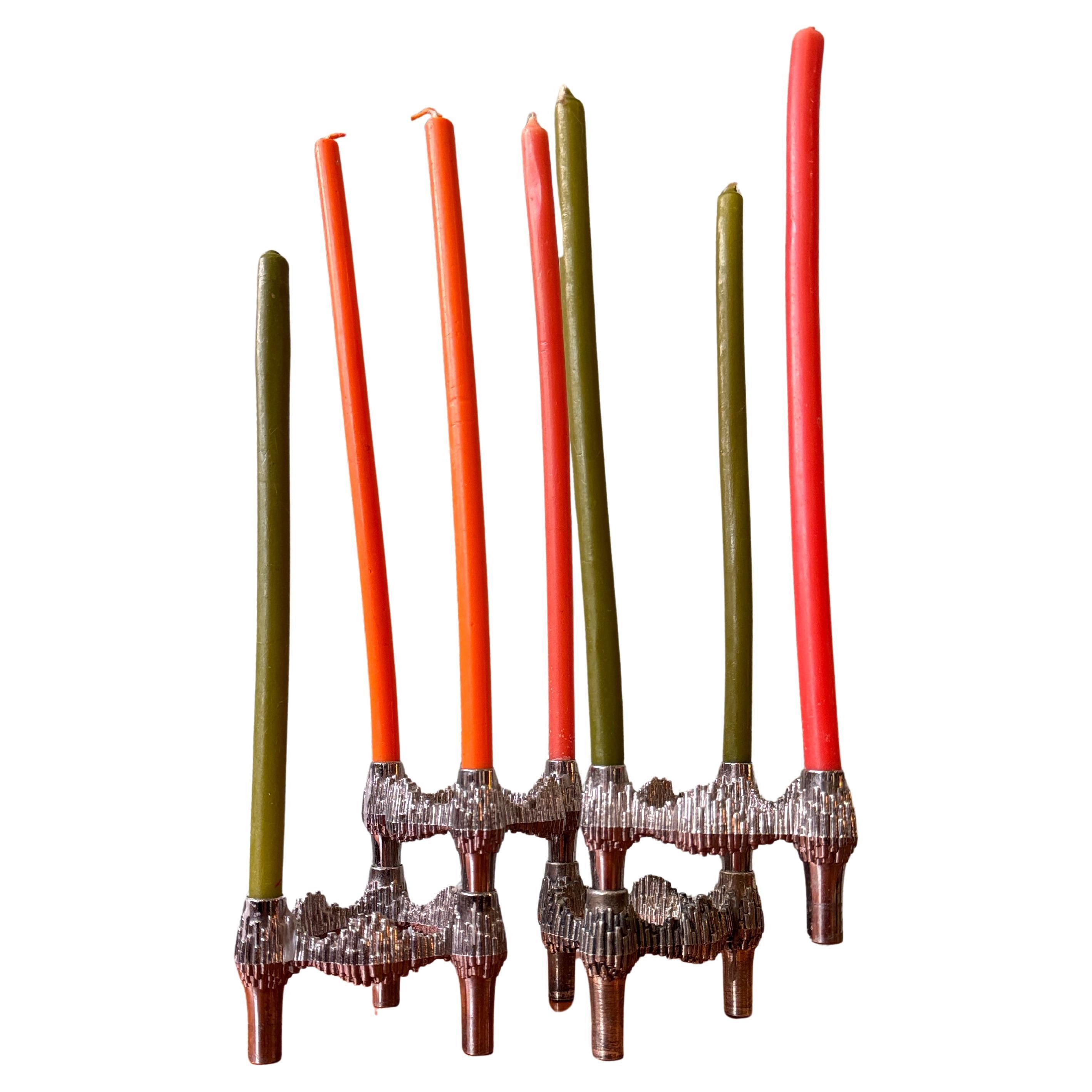 Quist Variomaster Brutalist Modular Candle Holders Set Chrome German 1970s For Sale