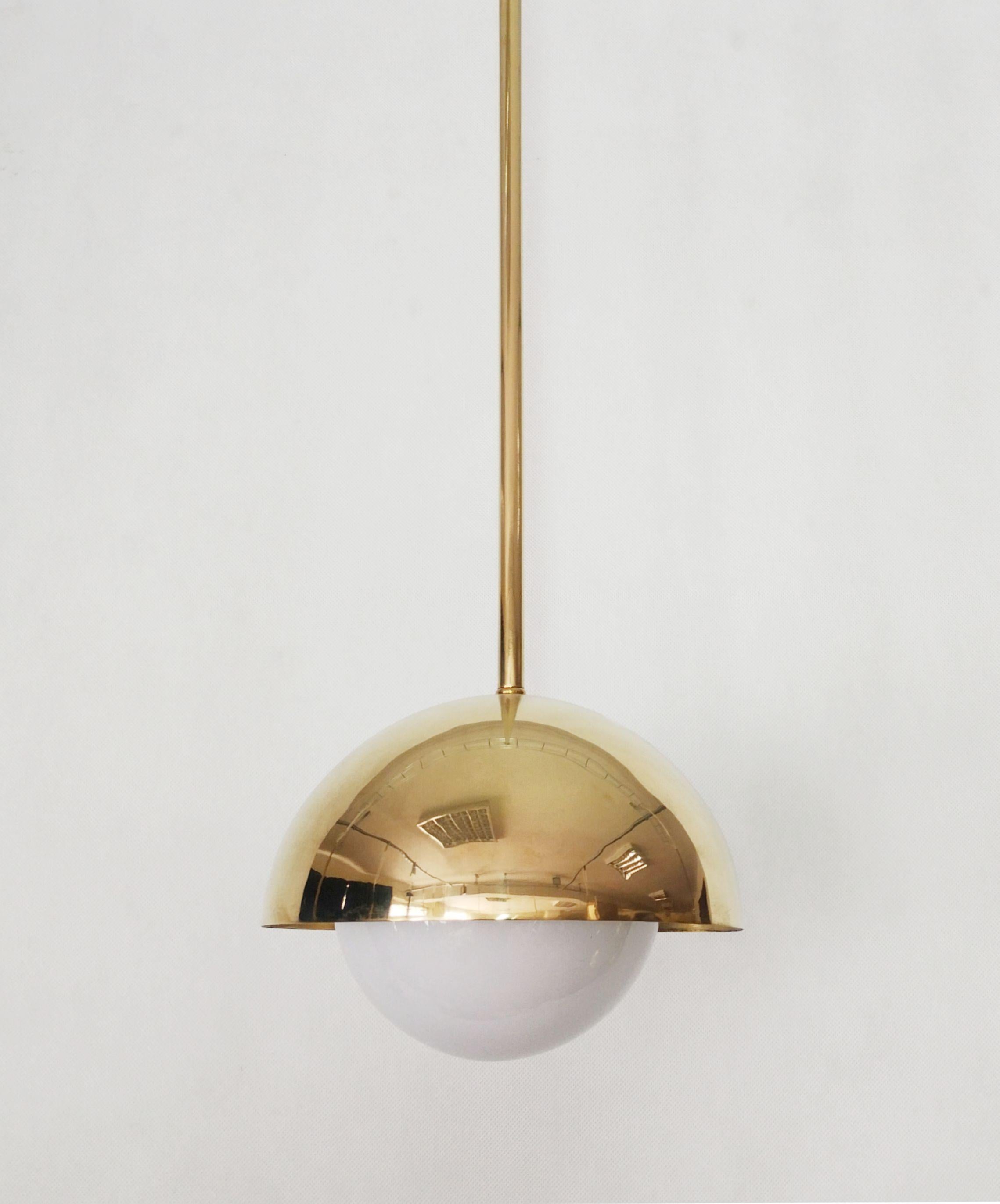 European Qulq30, Solid Brass Pendant Light by Candas Design, 30cm diam For Sale