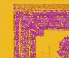 Tappeto Qum Refracted Gold Orchid annodato a mano dal design moderno e contemporaneo