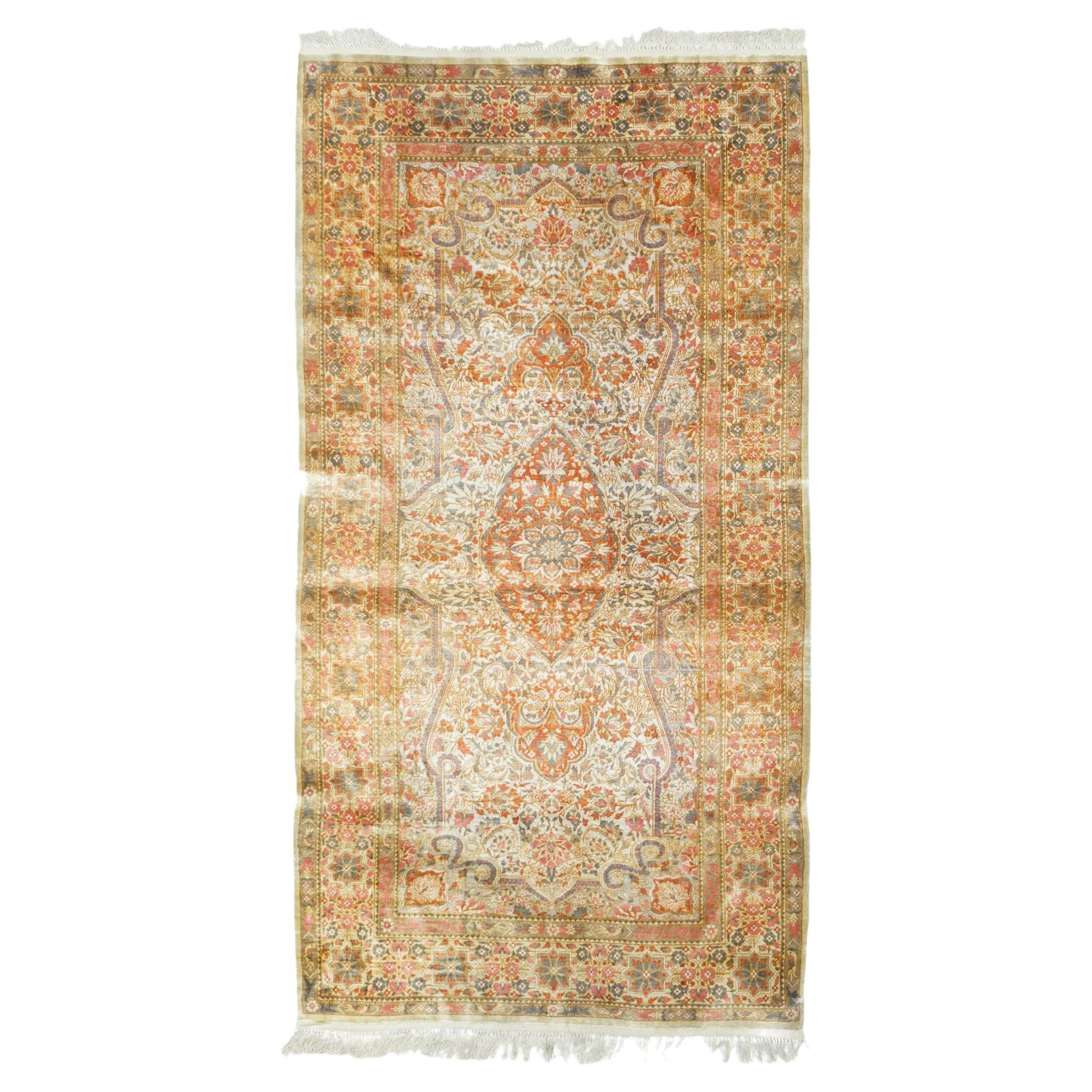 Qum RugSilk Qum Rug 2'0" x 4'0" For Sale