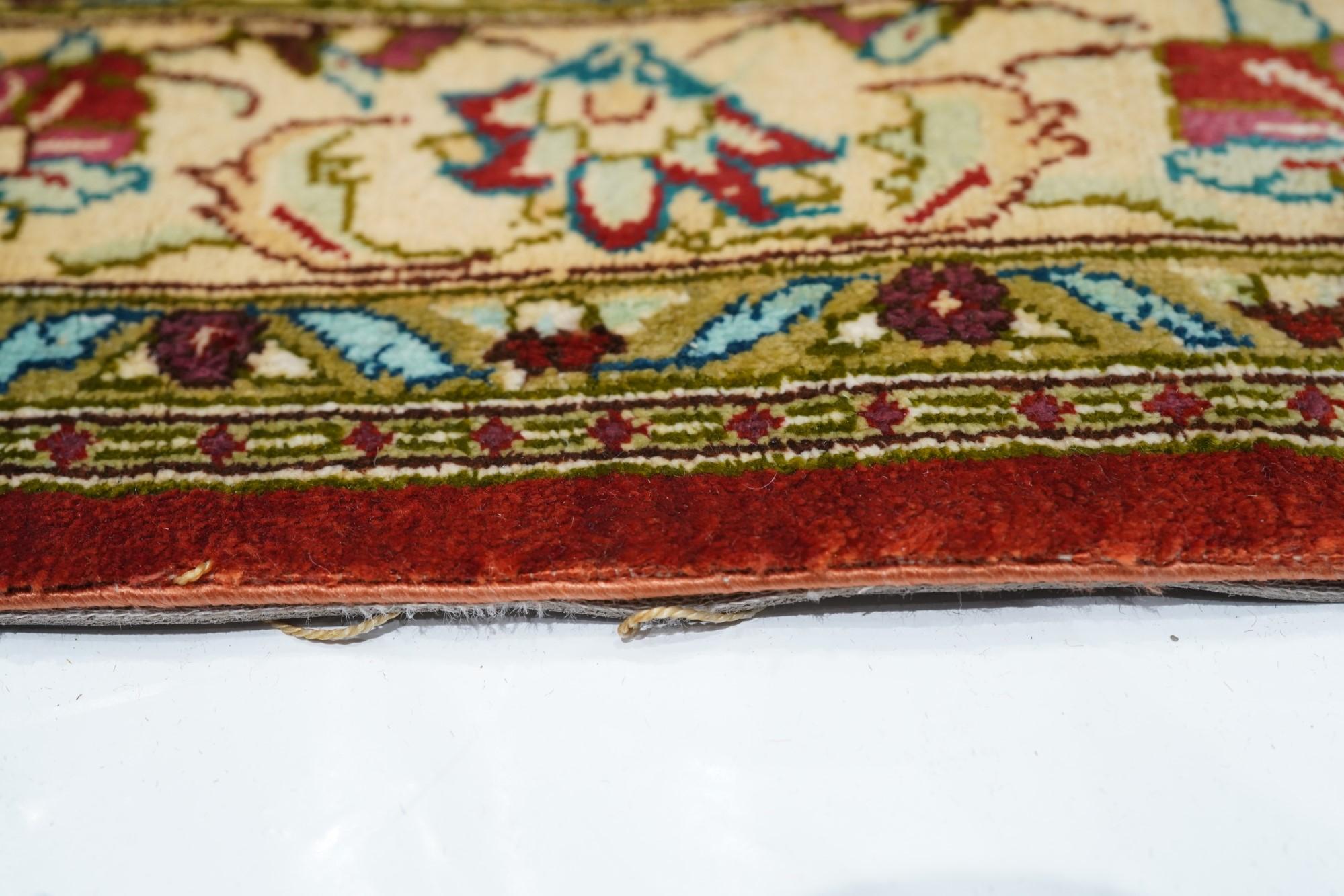 19th Century Qum RugFine Persian Silk Qum Rug 2'3'' x 6'8'' For Sale