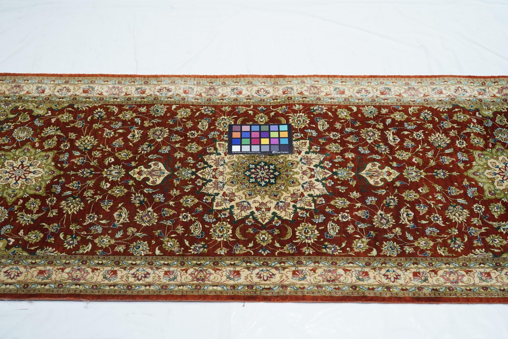 Qum RugFine Persian Silk Qum Rug 2'3'' x 6'8'' For Sale 4