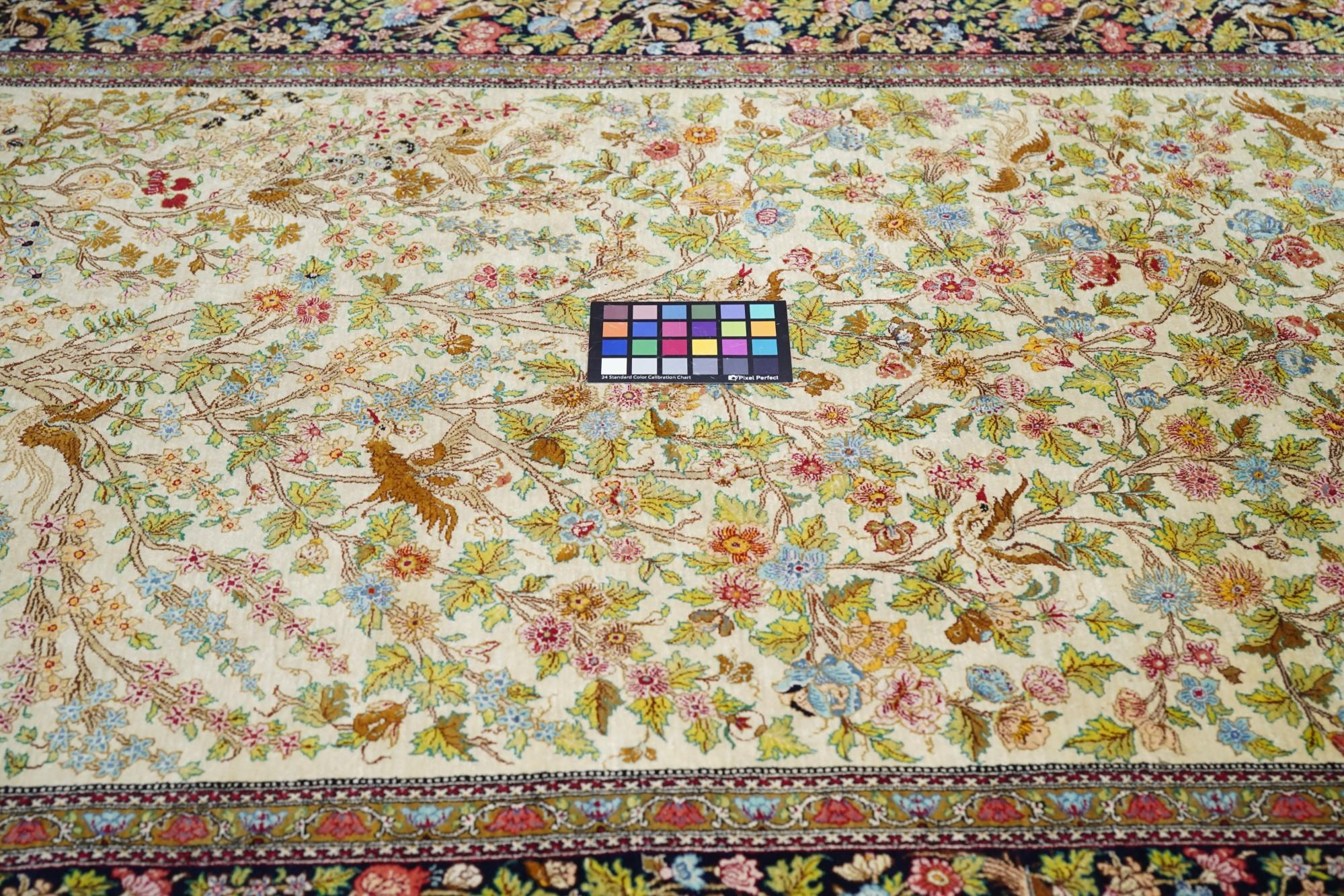 Extremely Fine Silk Persian Qum Rug 4'5'' x 7'0'' For Sale 6