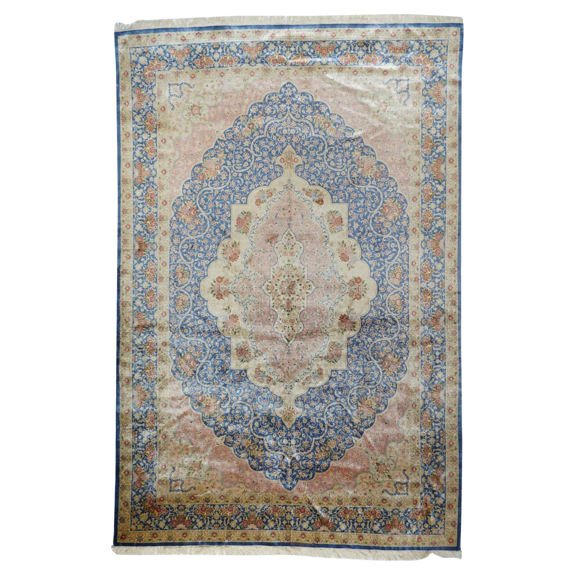 Extremely Fine Silk Persian Qum Rug 6'5'' x 9'8''