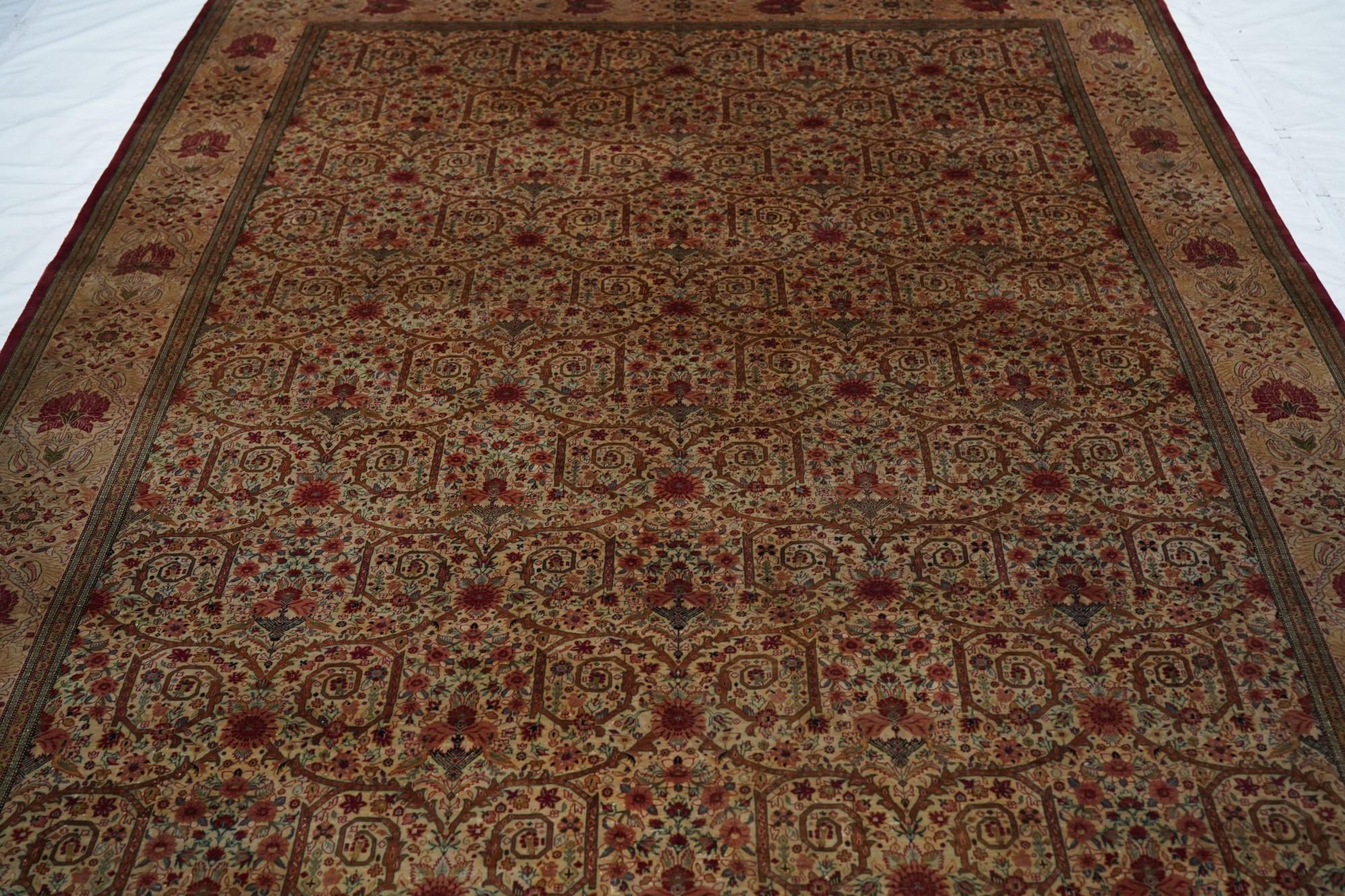 Extremely Fine Persian Silk Qum Rug 6'6'' x 9'5'' For Sale 4