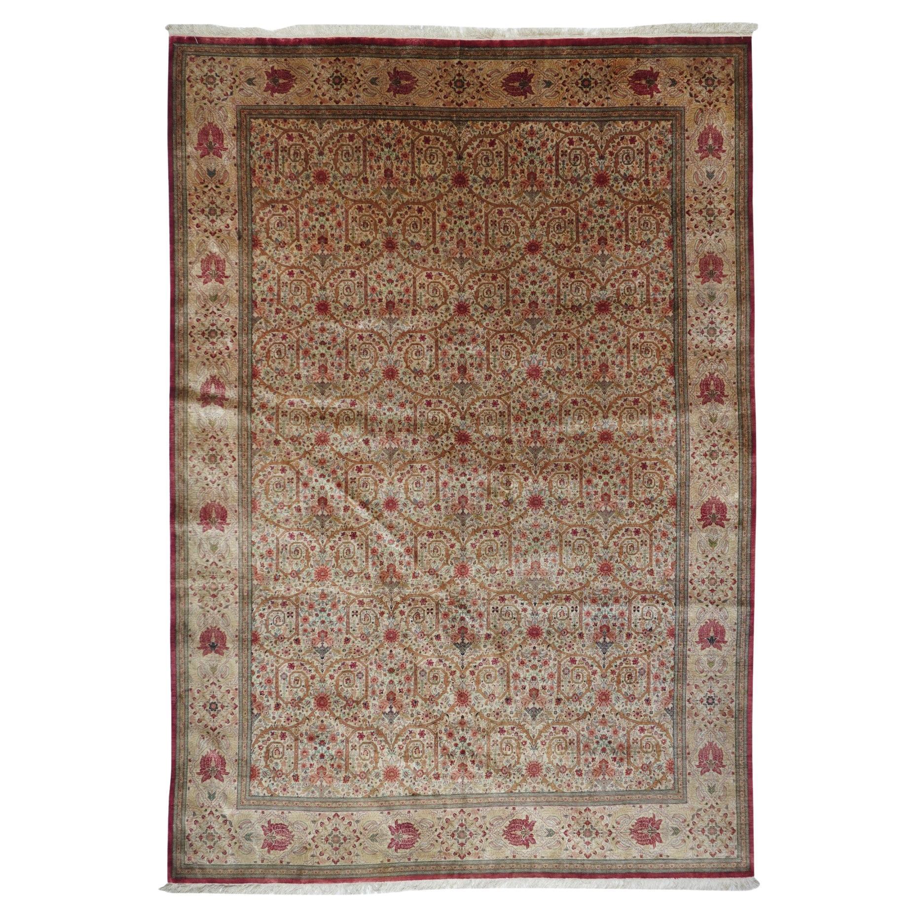 Extremely Fine Persian Silk Qum Rug 6'6'' x 9'5'' For Sale