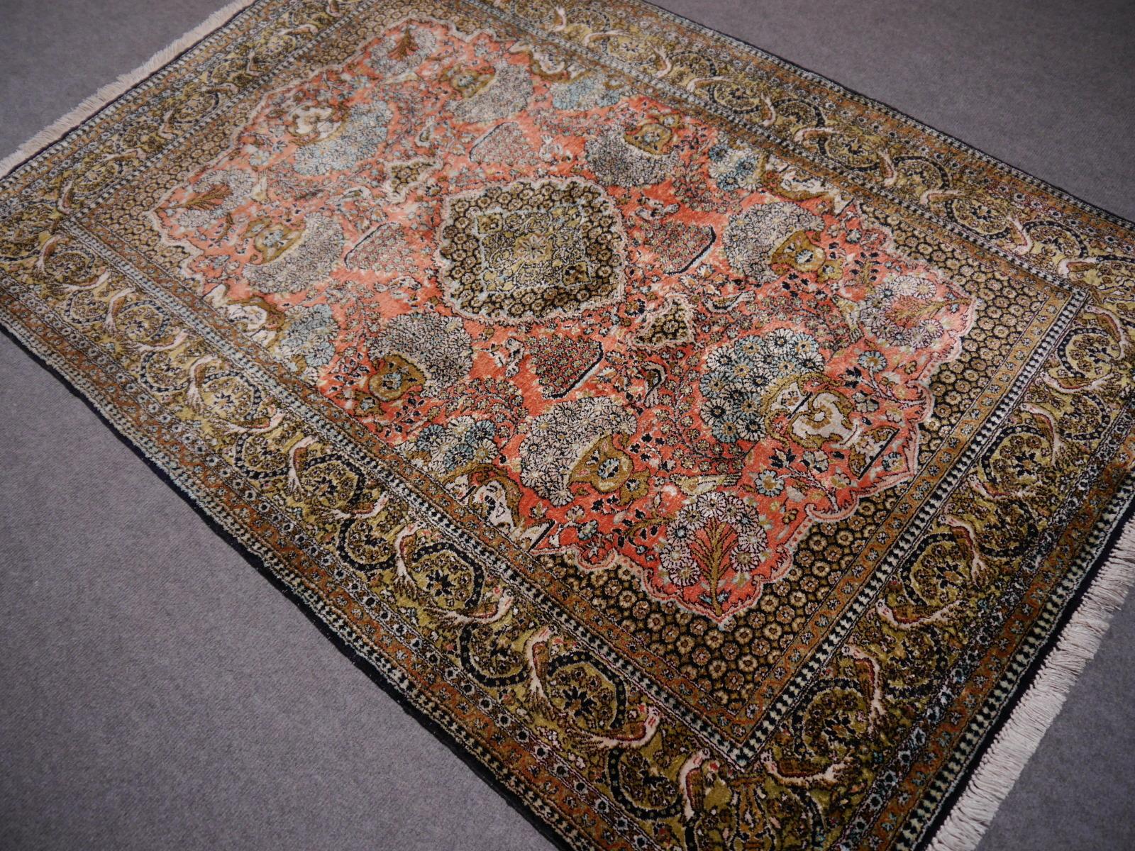 Hand-Knotted Qum Rug Silk For Sale