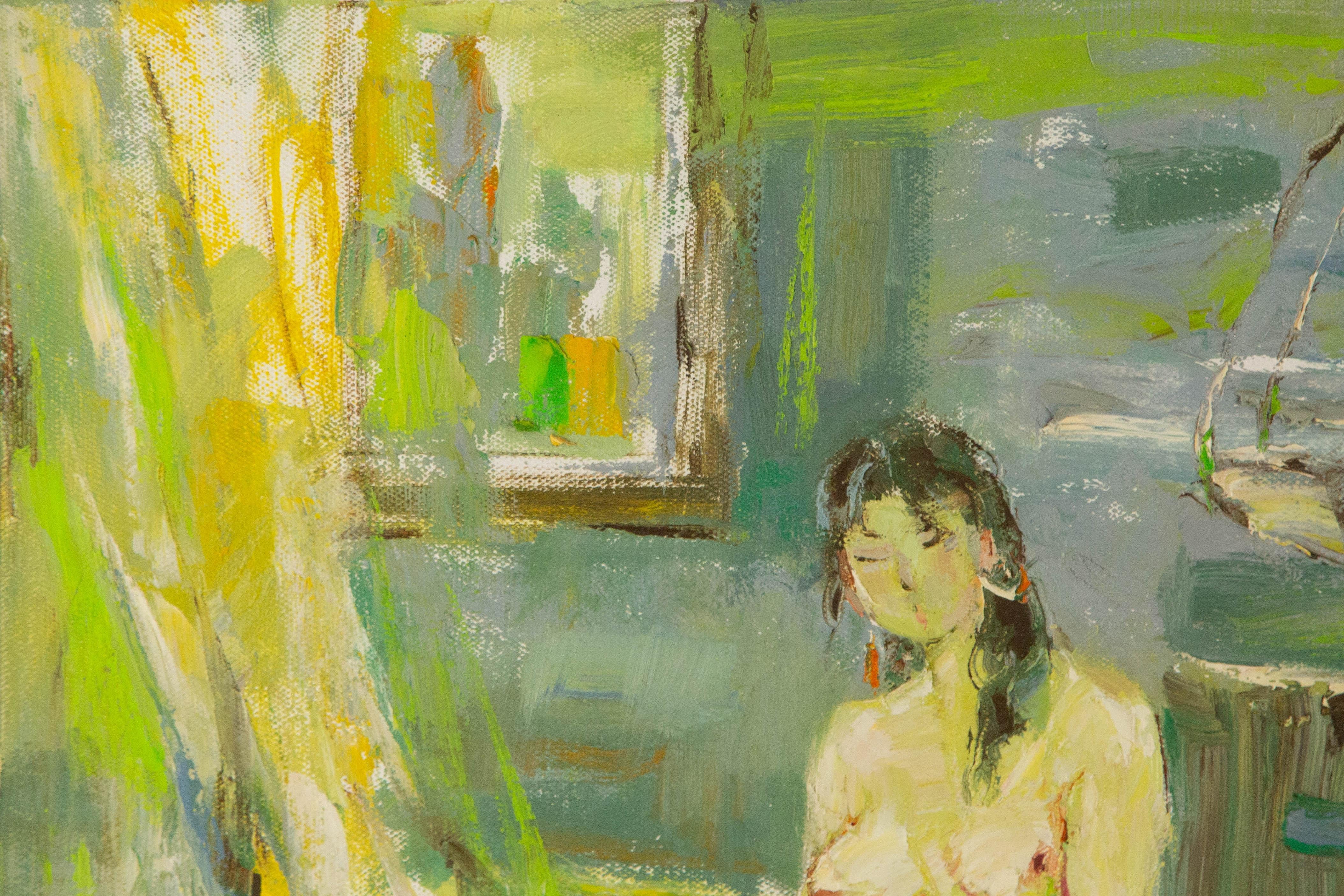Qun Song Portrait Original Oil On Canvas 