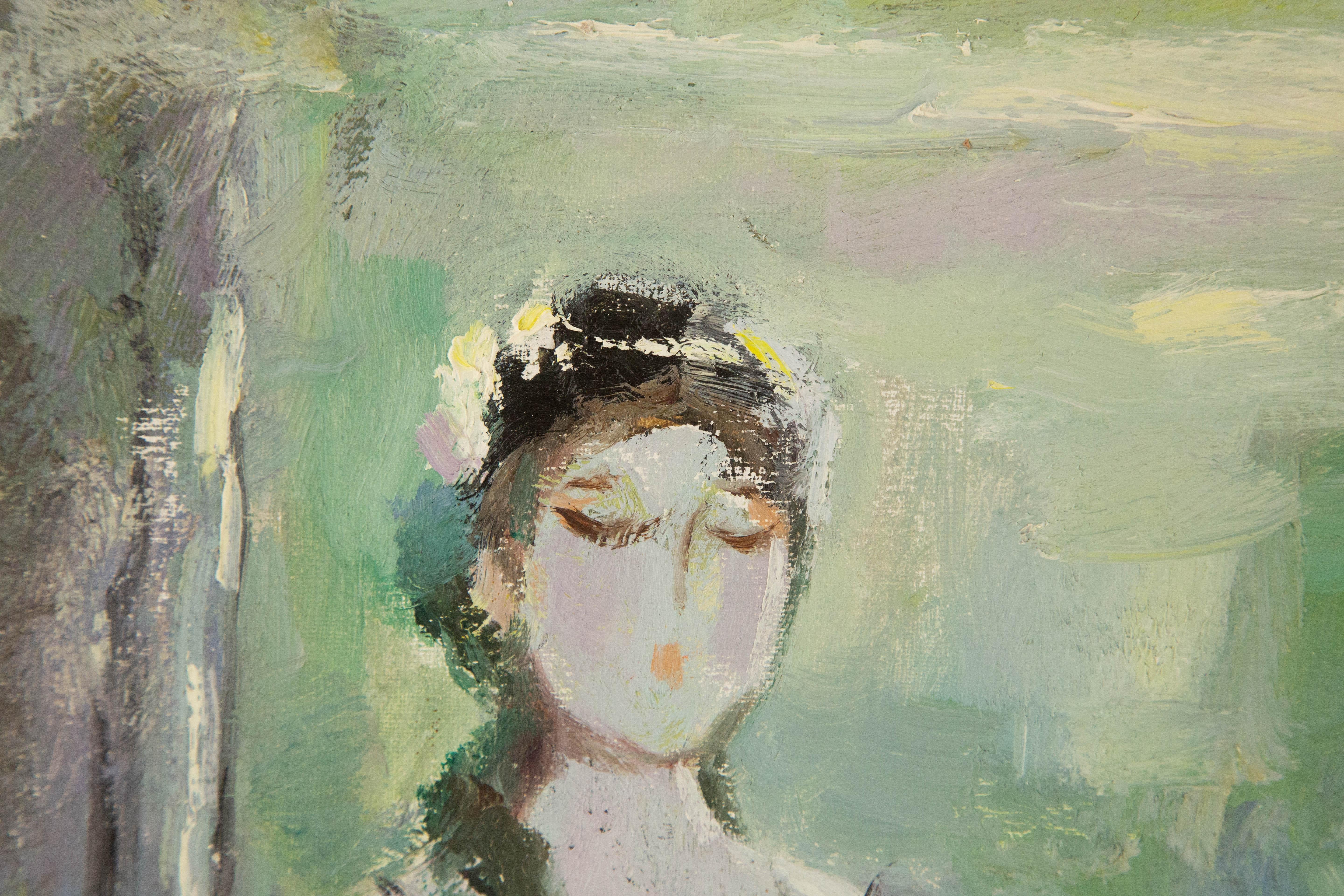 Qun Song, Porträt, Original, Öl auf Leinwand, „Tranquility“ im Angebot 9