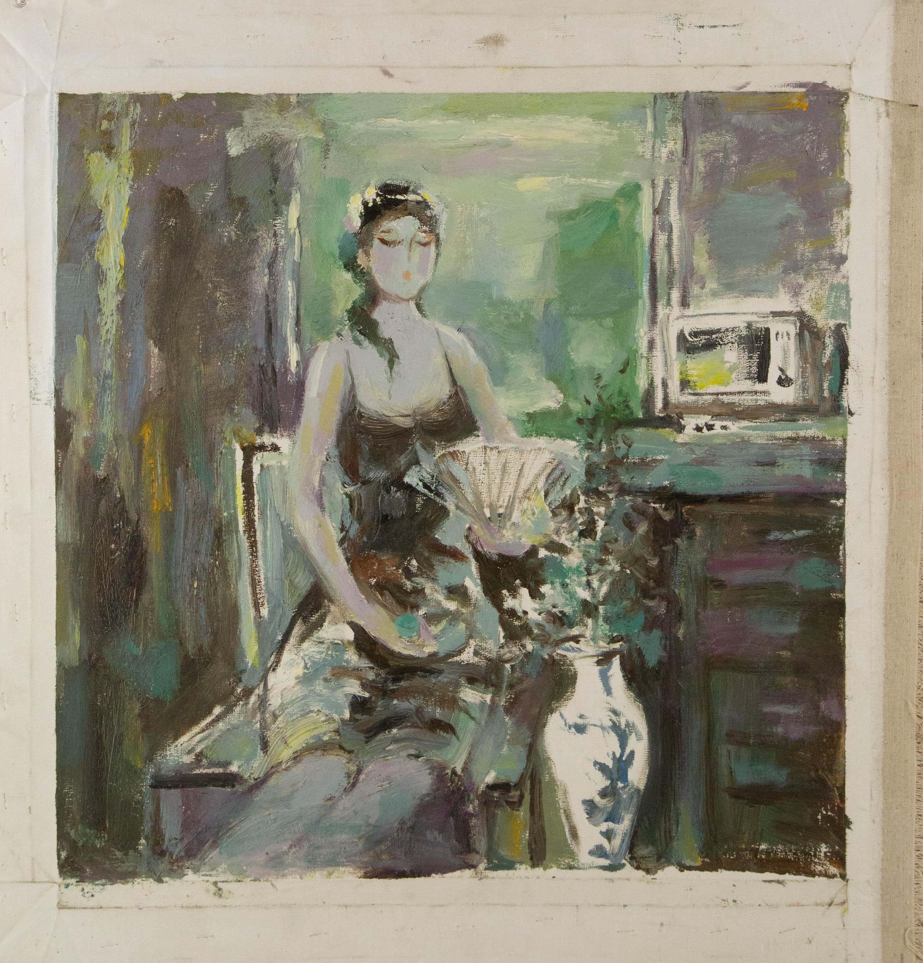 Qun Song, Porträt, Original, Öl auf Leinwand, „Tranquility“ – Painting von  Qun Song