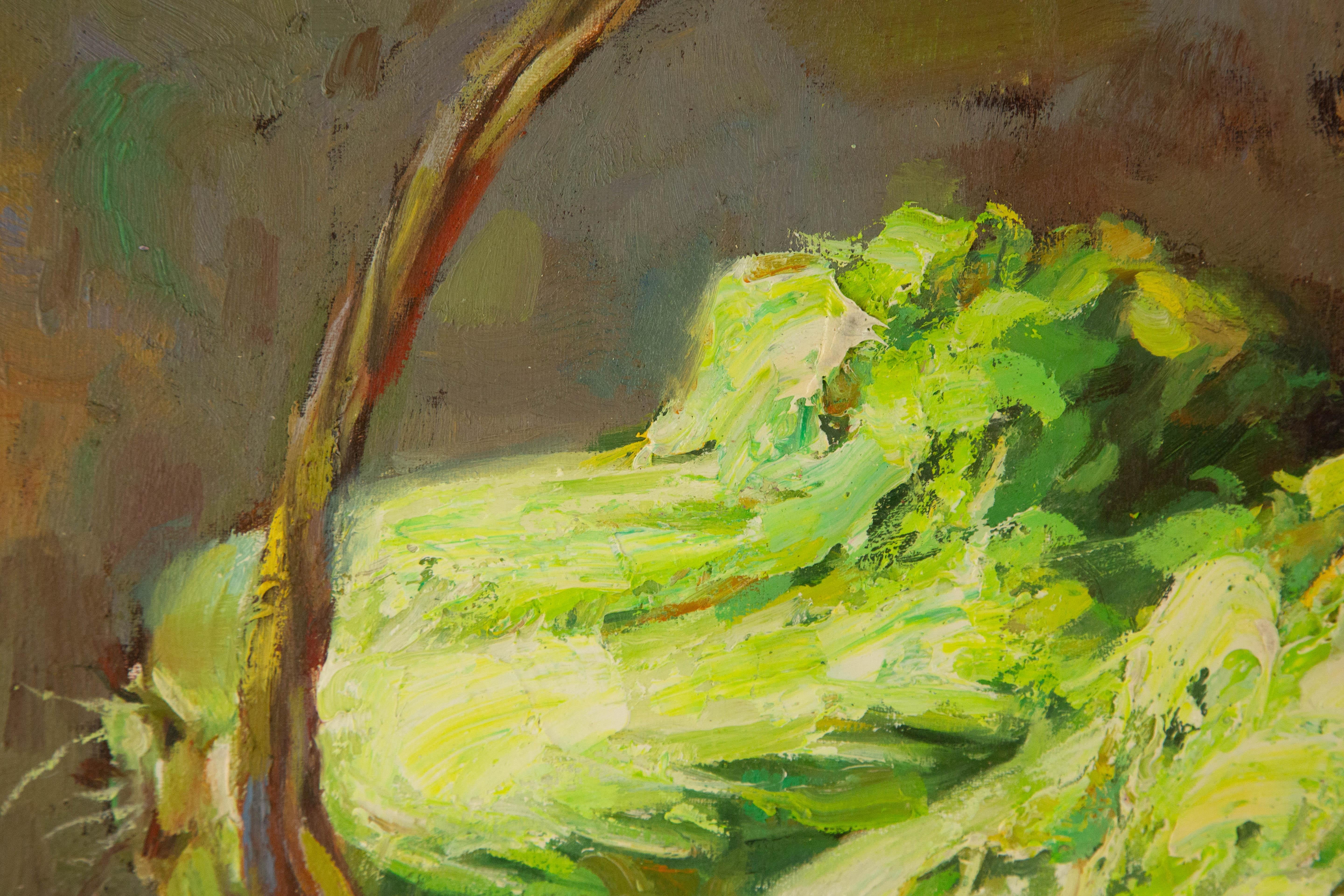 Qun-Stillleben, Original, Ölgemälde auf Leinwand, „Cabbage And Wealth“ im Angebot 3