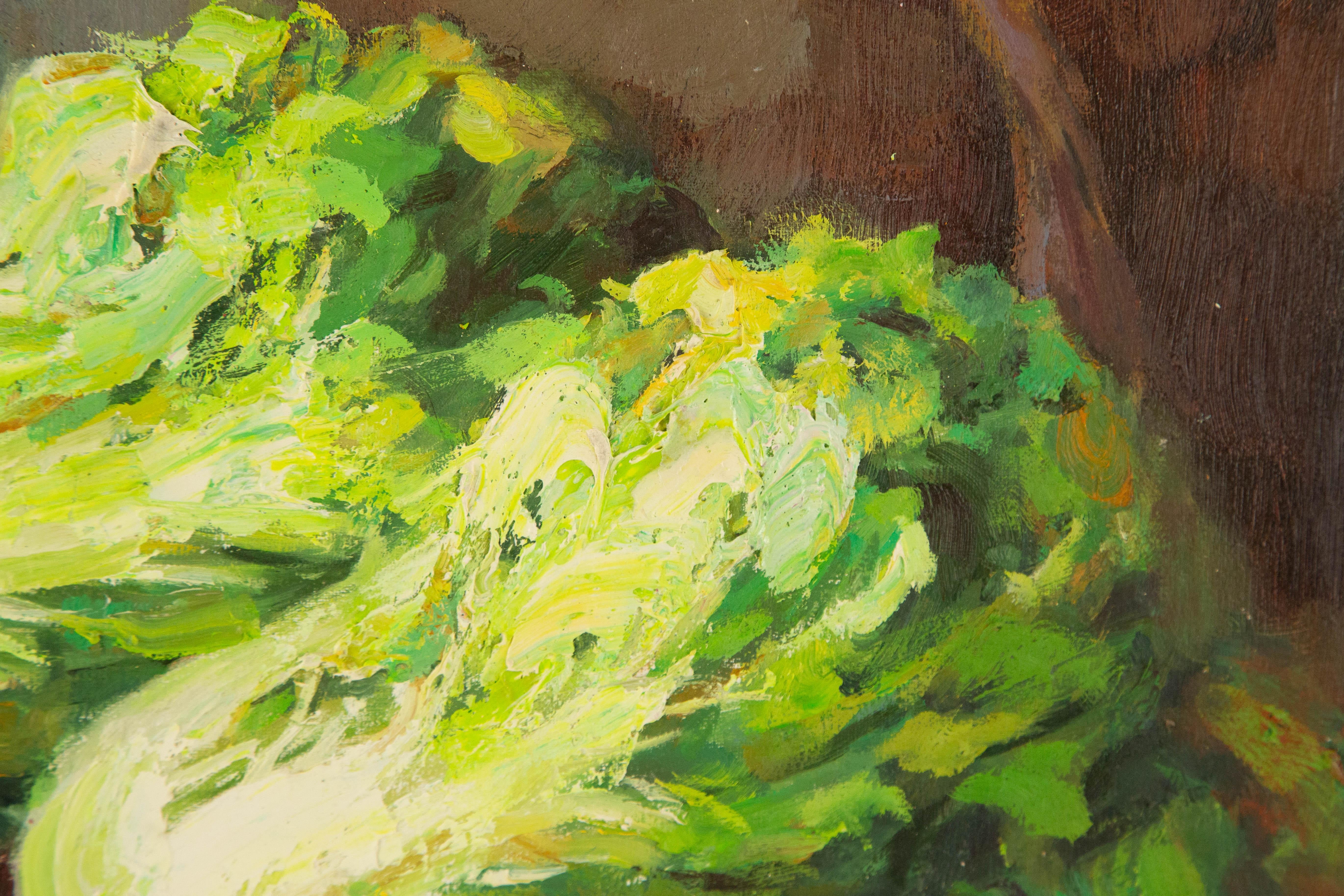 Qun-Stillleben, Original, Ölgemälde auf Leinwand, „Cabbage And Wealth“ im Angebot 4