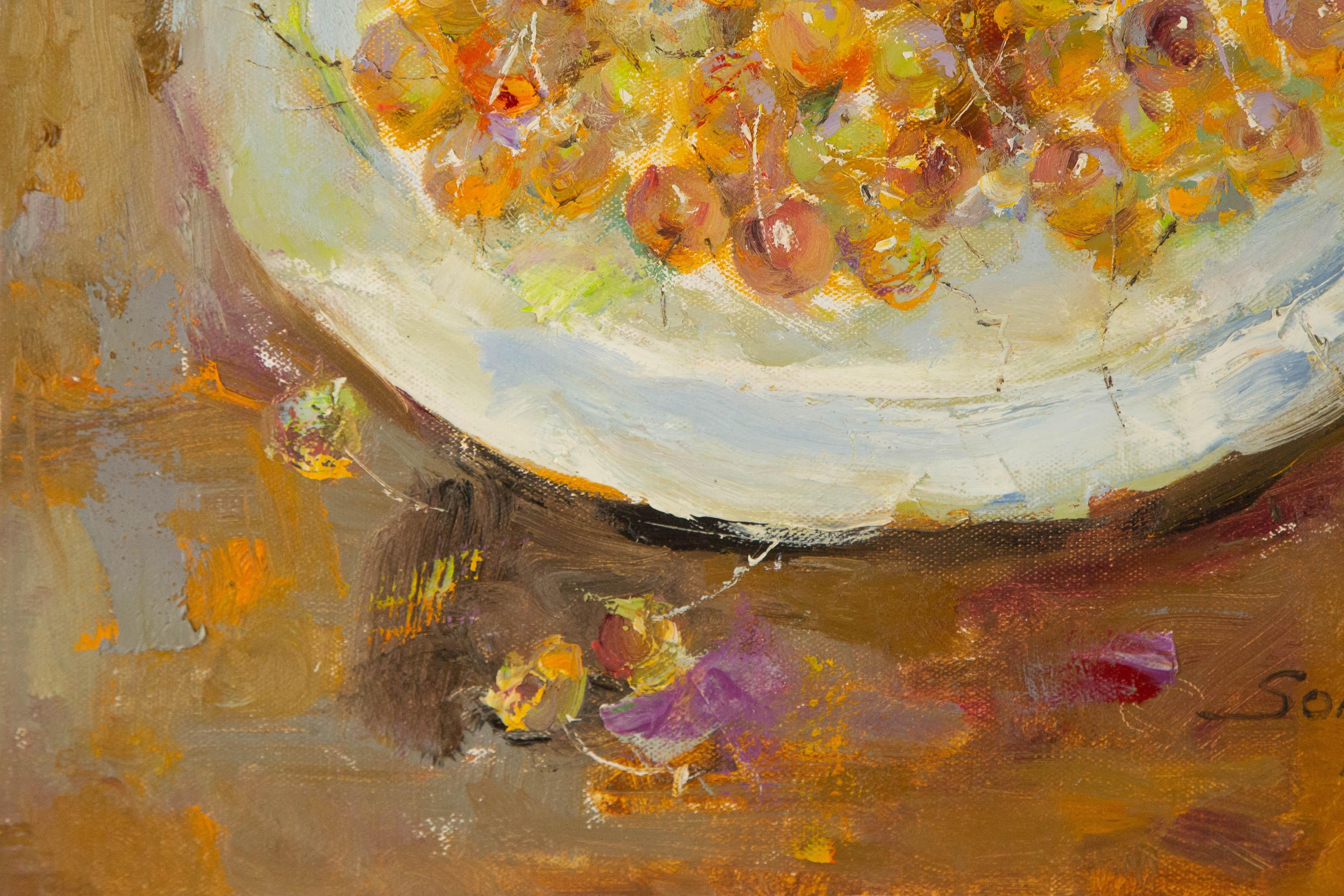 Qun Song Stillleben Original Öl auf Leinwand „Some Cherries“ im Angebot 1
