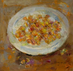 Qun Song Still Life Original Oil On Canvas "Some Cherries"