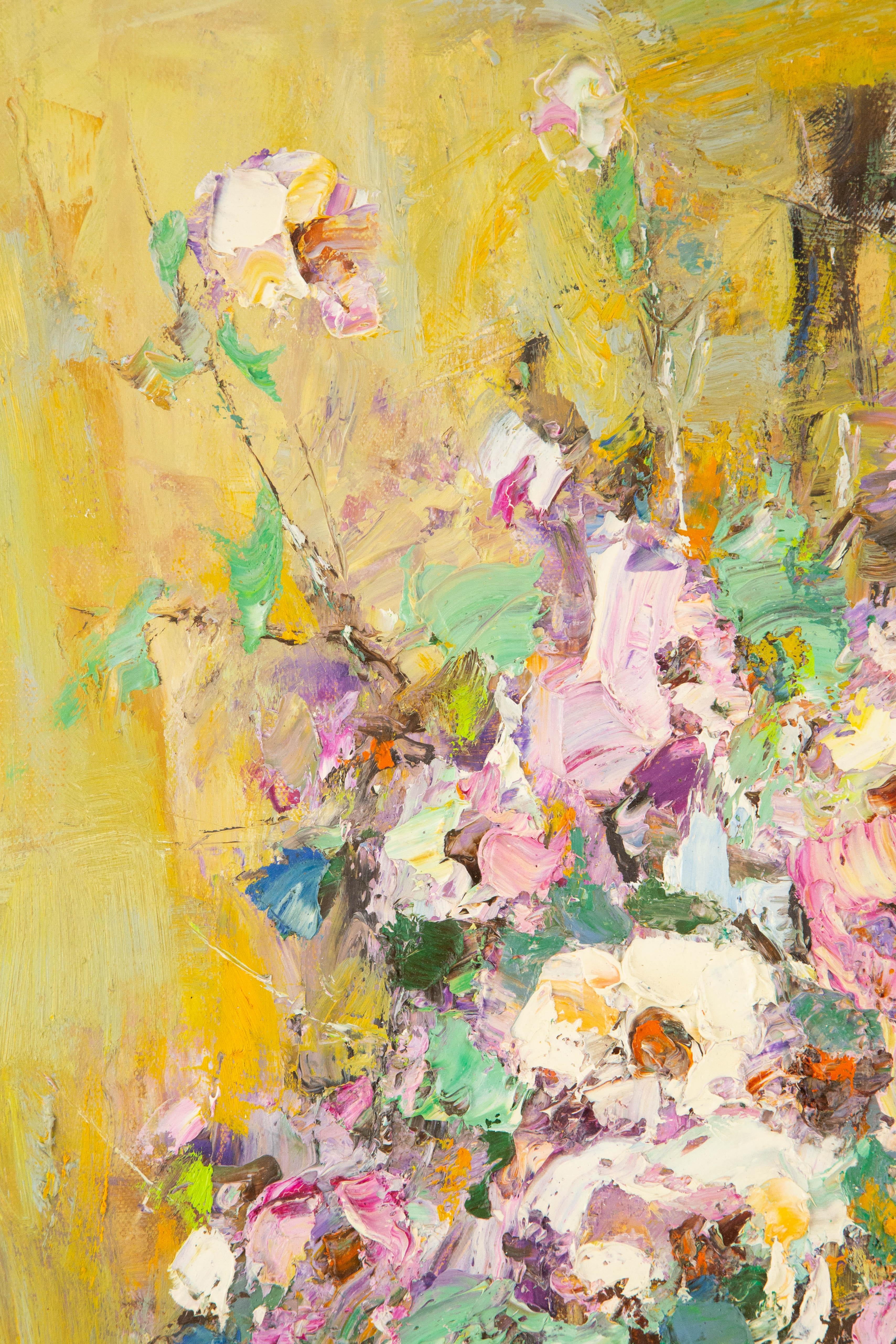 Qun Song Floral Original Ölgemälde auf Leinwand „Flower Whisper“ im Angebot 1