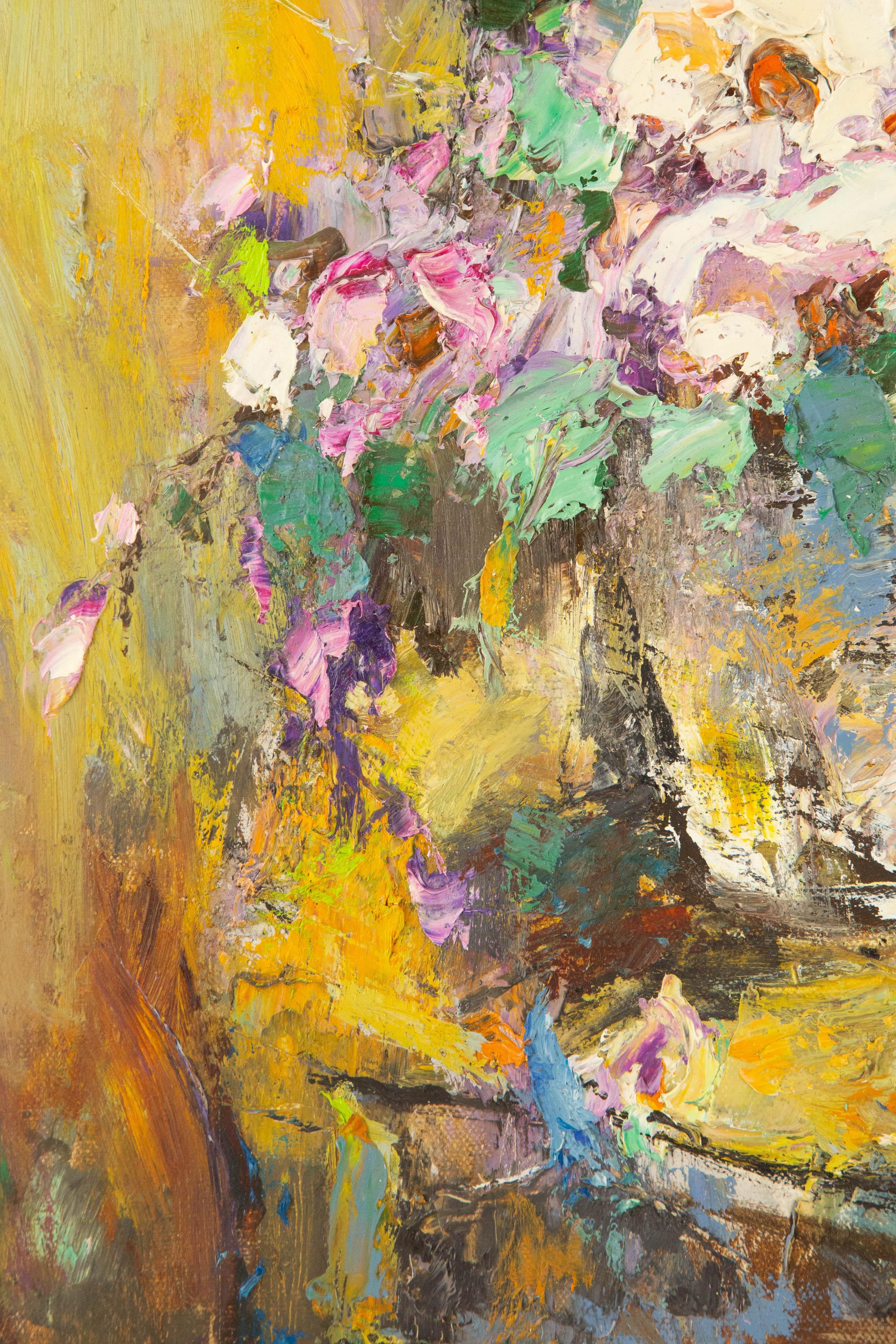 Qun Song Floral Original Ölgemälde auf Leinwand „Flower Whisper“ im Angebot 2
