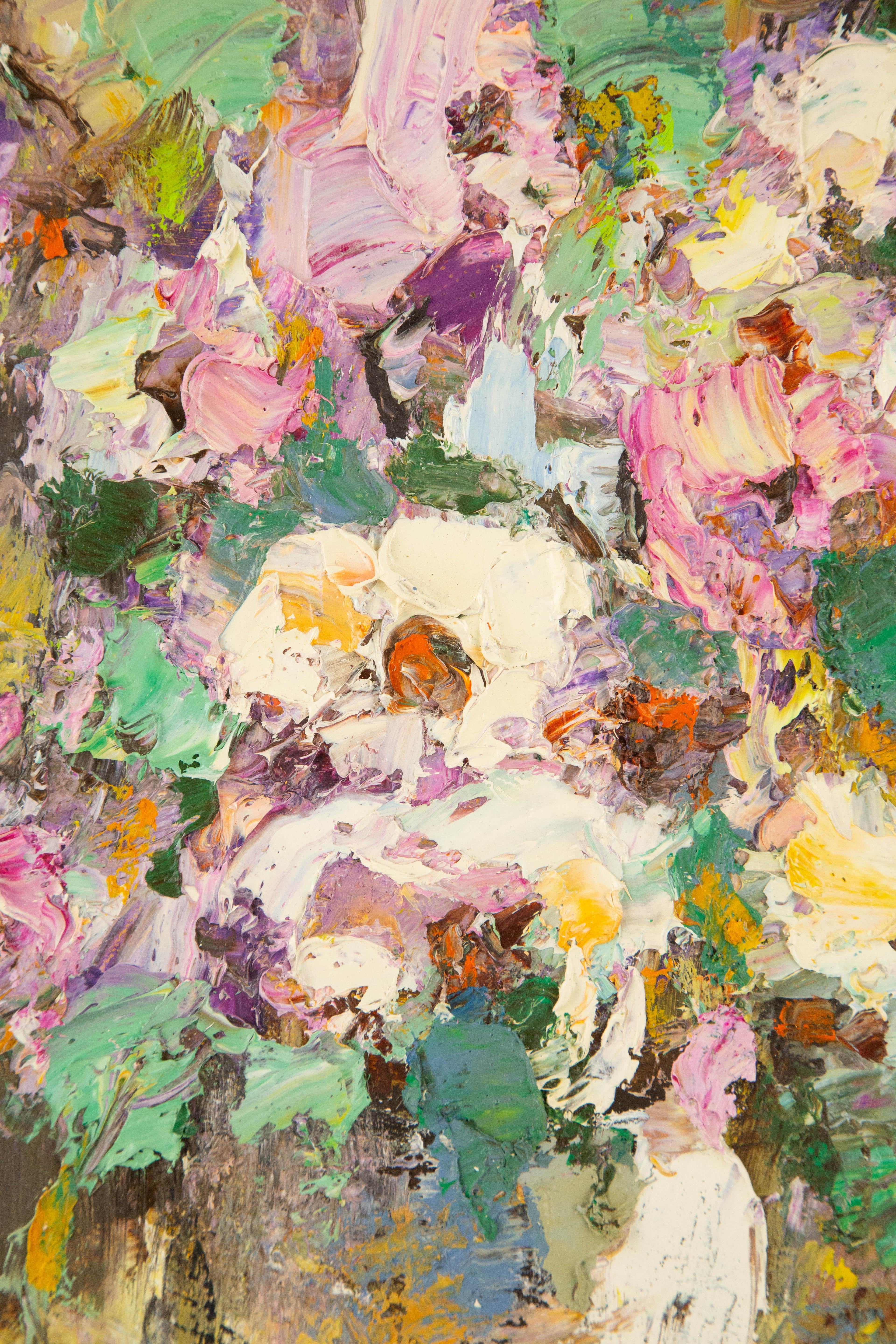 Qun Song Floral Original Ölgemälde auf Leinwand „Flower Whisper“ im Angebot 5
