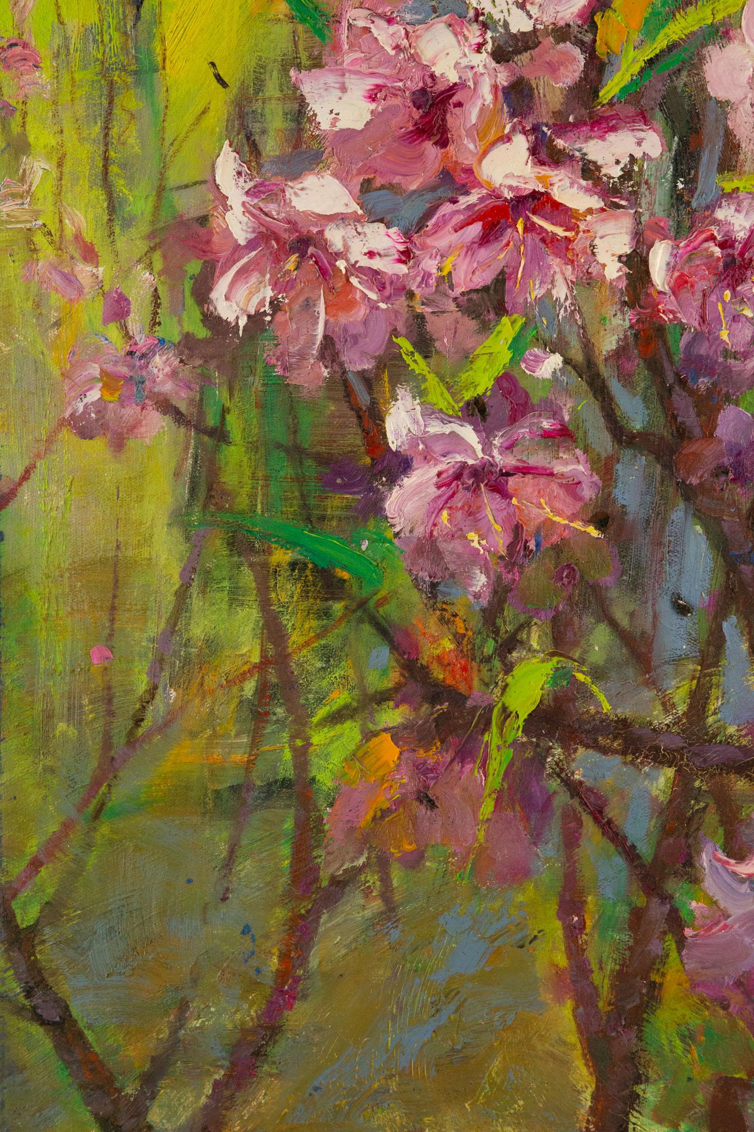 Qun Song, Blumengemälde, Original, Ölgemälde auf Leinwand, „Blumenblütenblüten blühend“, Qun im Angebot 2