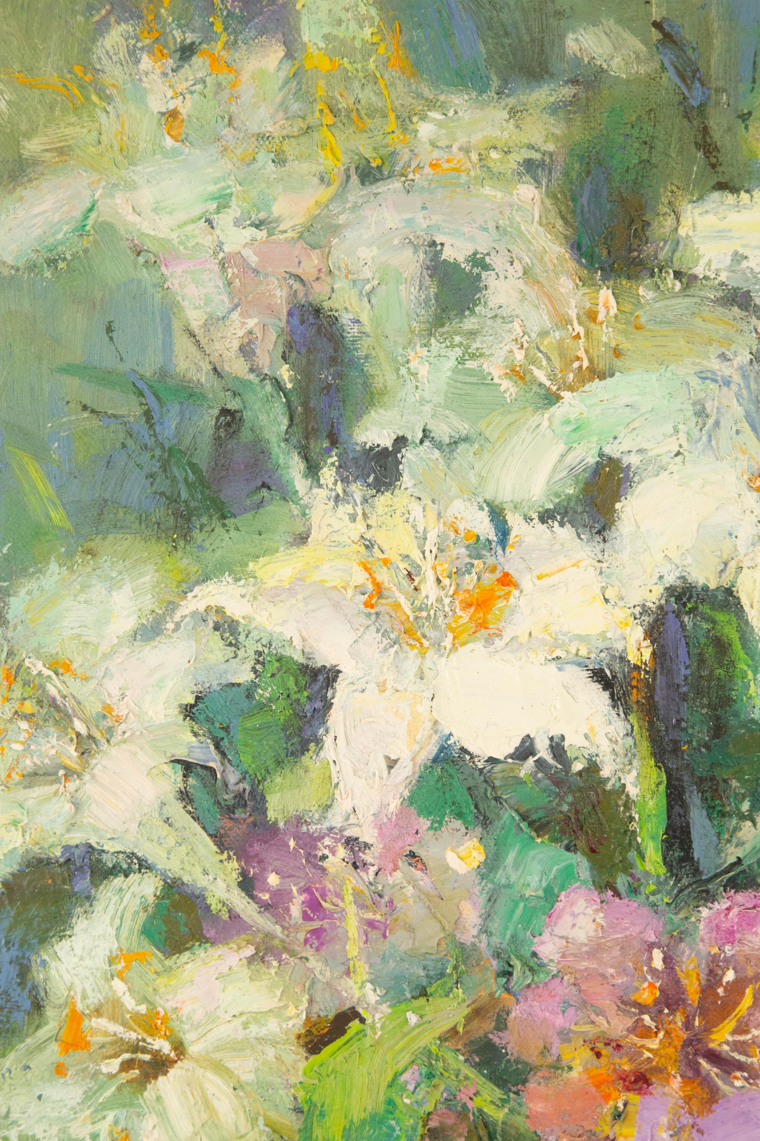 Qun Song Floral Óleo original sobre lienzo 