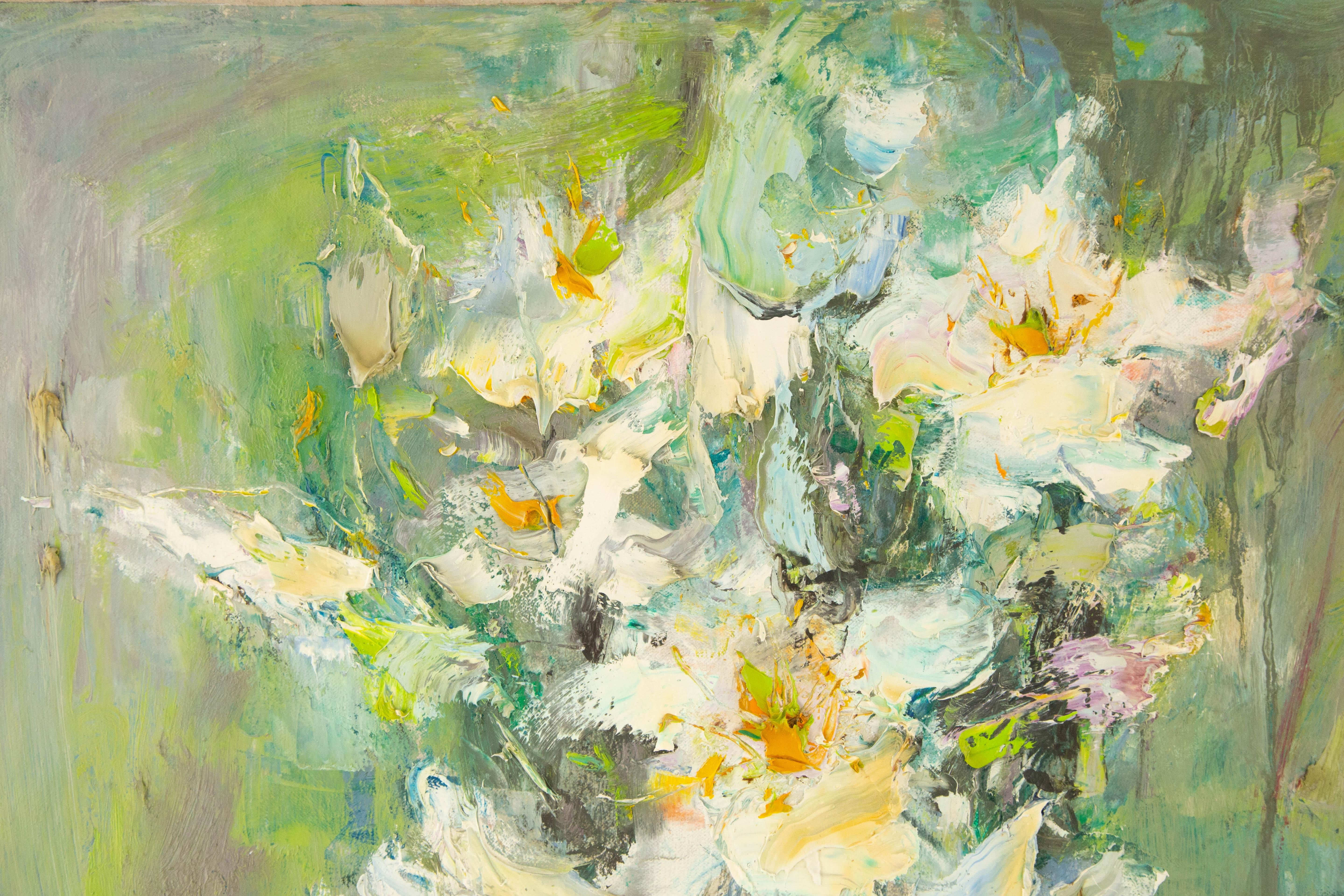 Qun Song Floral Original Oil On Canvas 