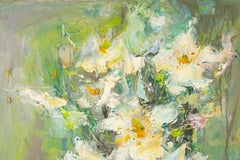 Qun Song Floral Original Oil On Canvas "White Lily"