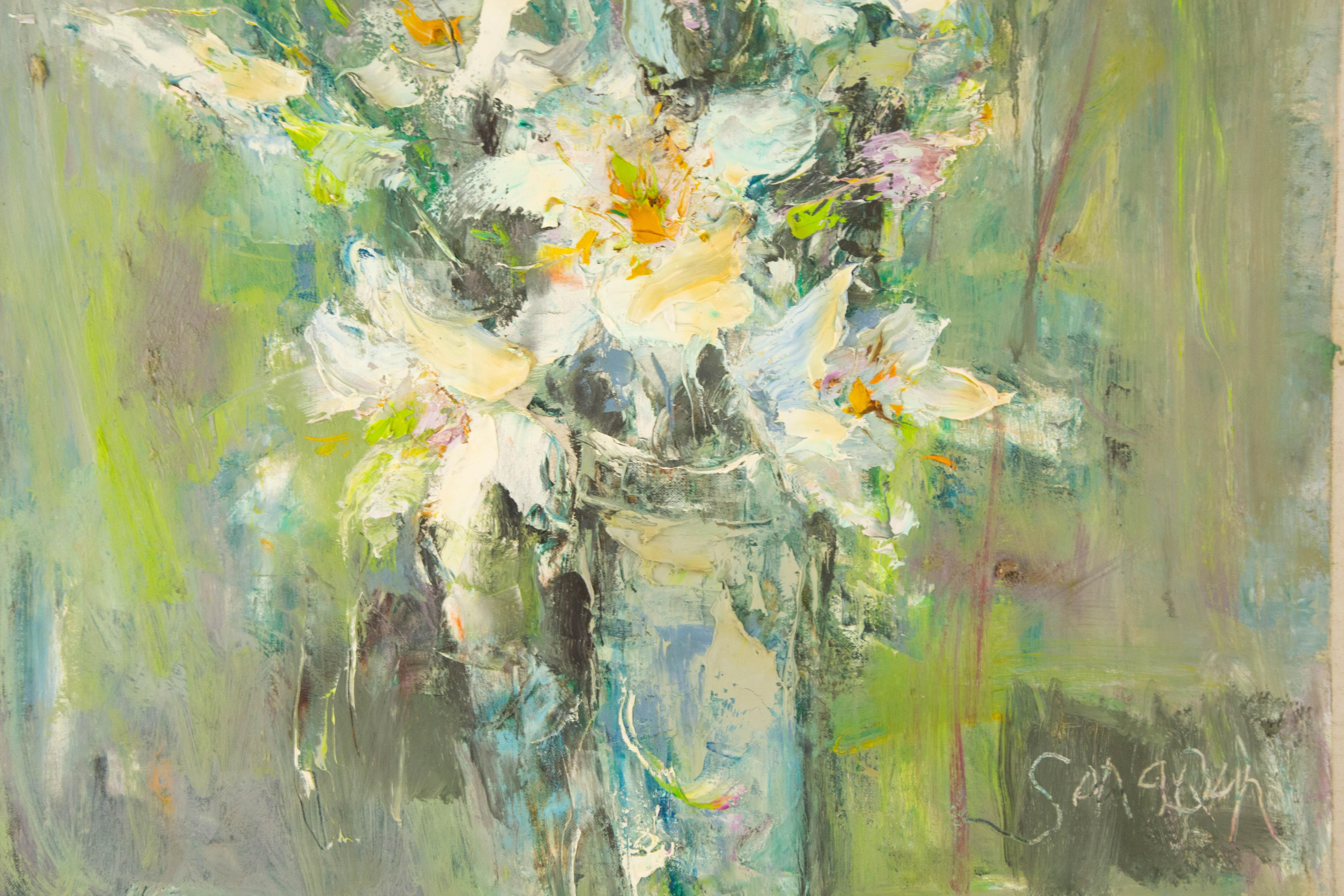 Qun Song Floral Original Oil On Canvas 
