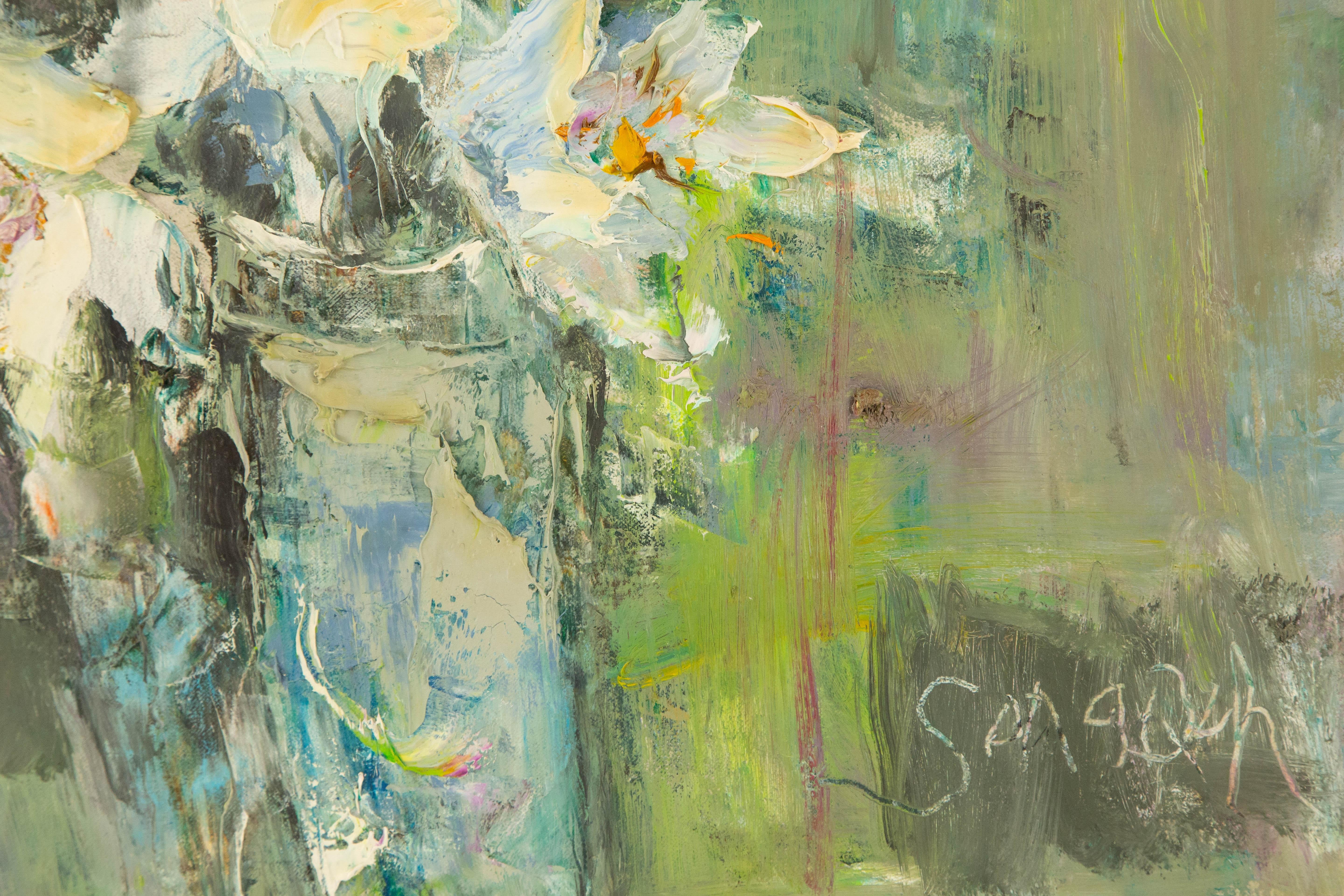 Qun Song Floral Original Oil On Canvas 