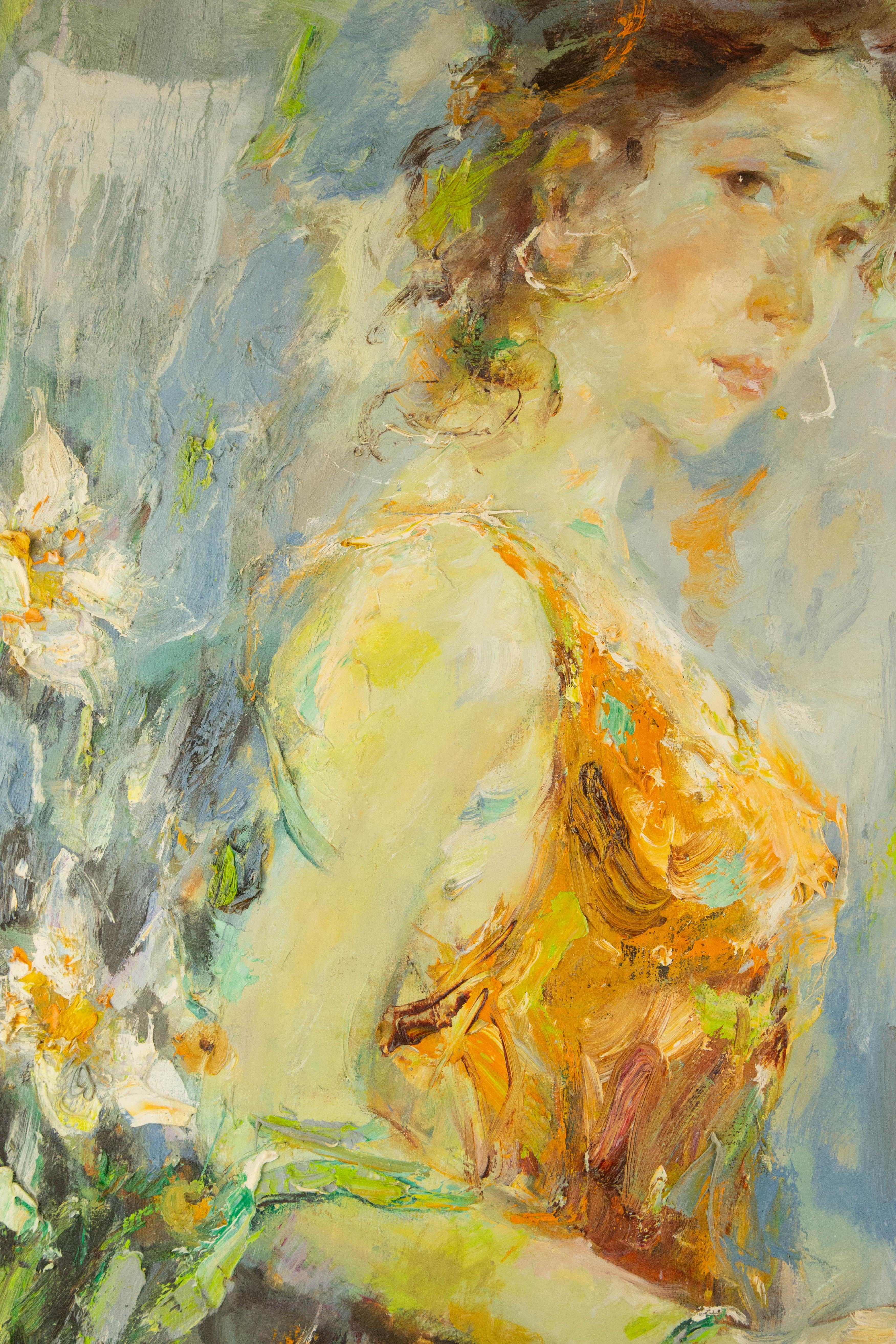 Qun Song Portrait Original Oil On Canvas 