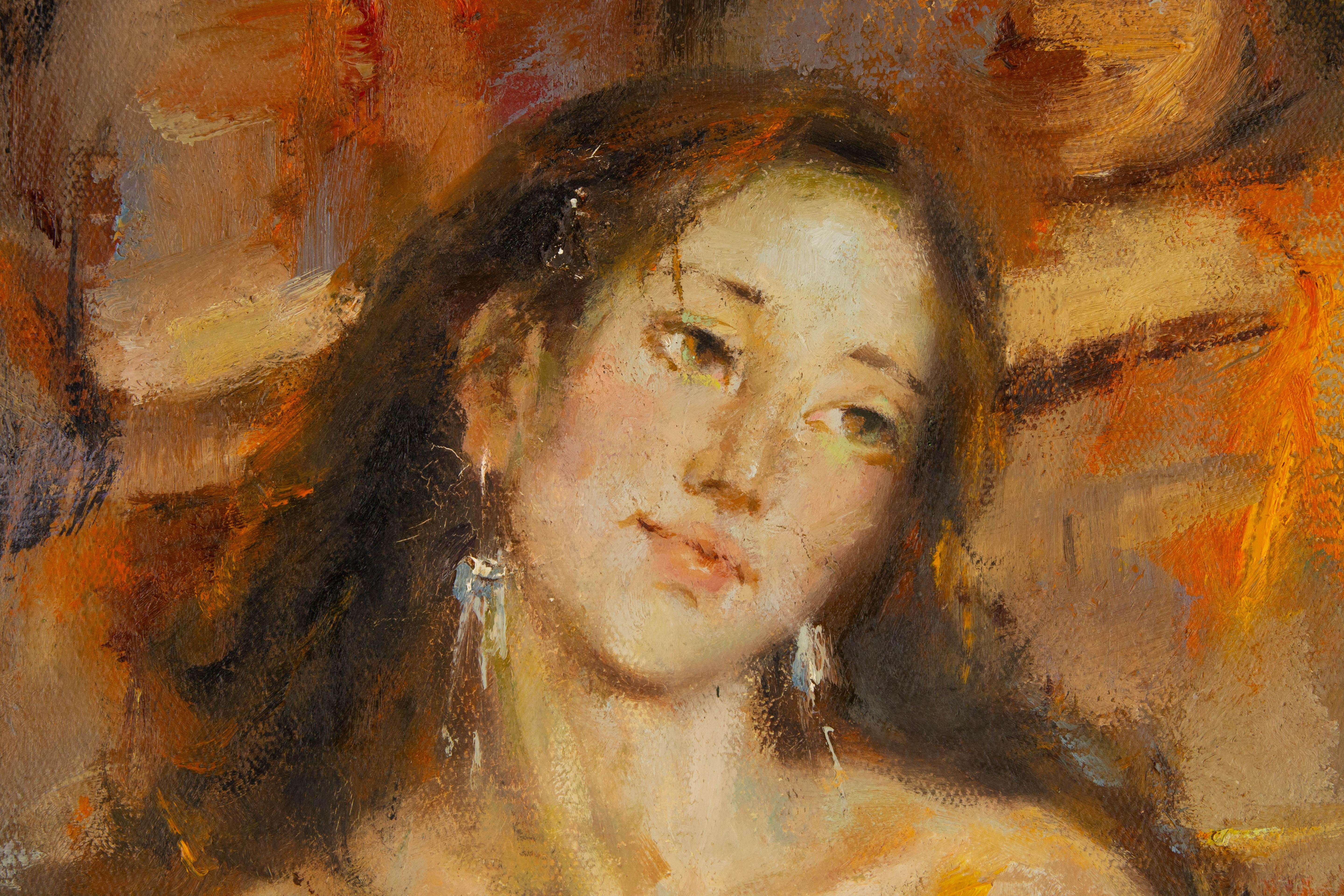 Ritratto di Qun Song Olio su tela originale 