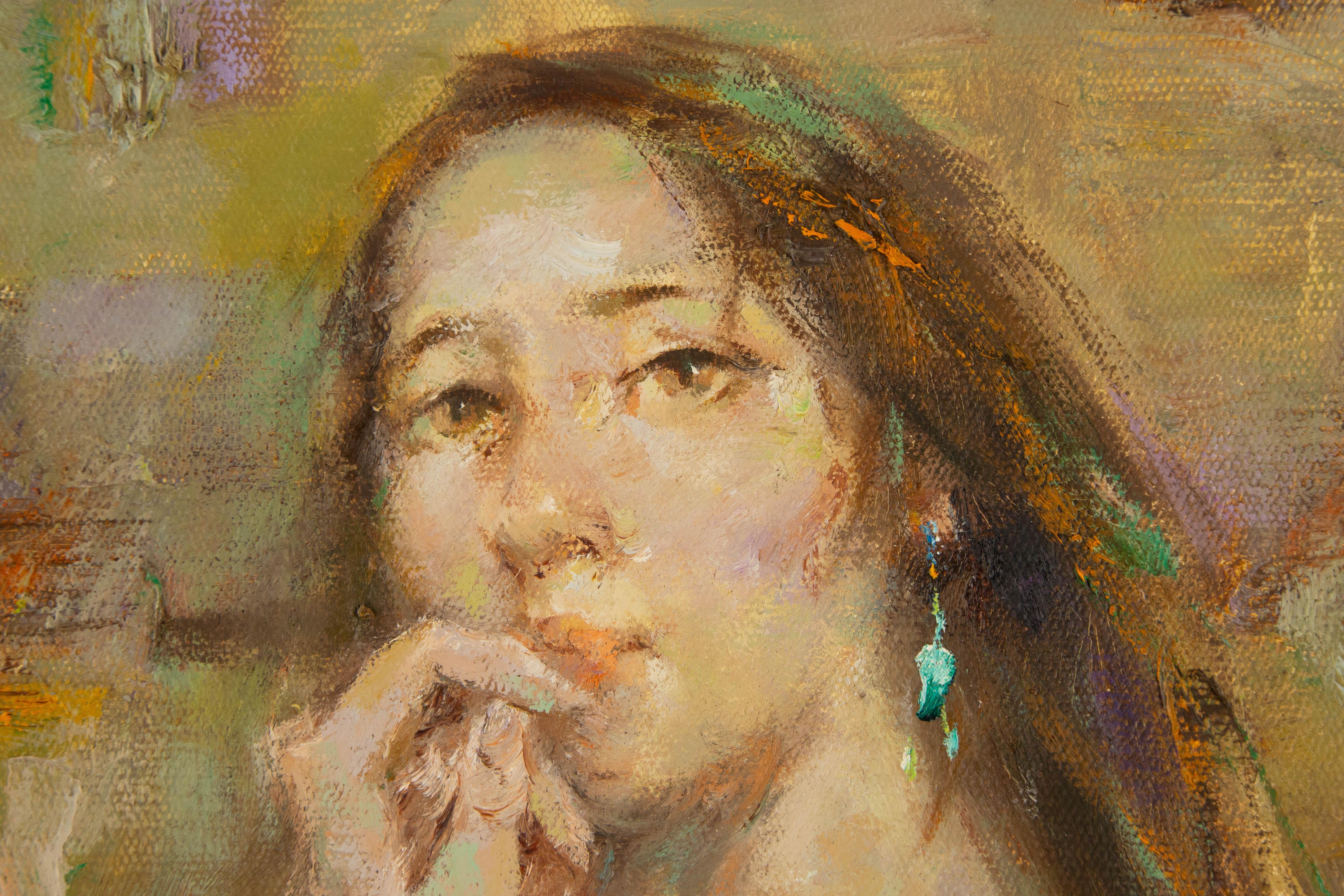 Ritratto di Qun Song Pittura a olio originale 