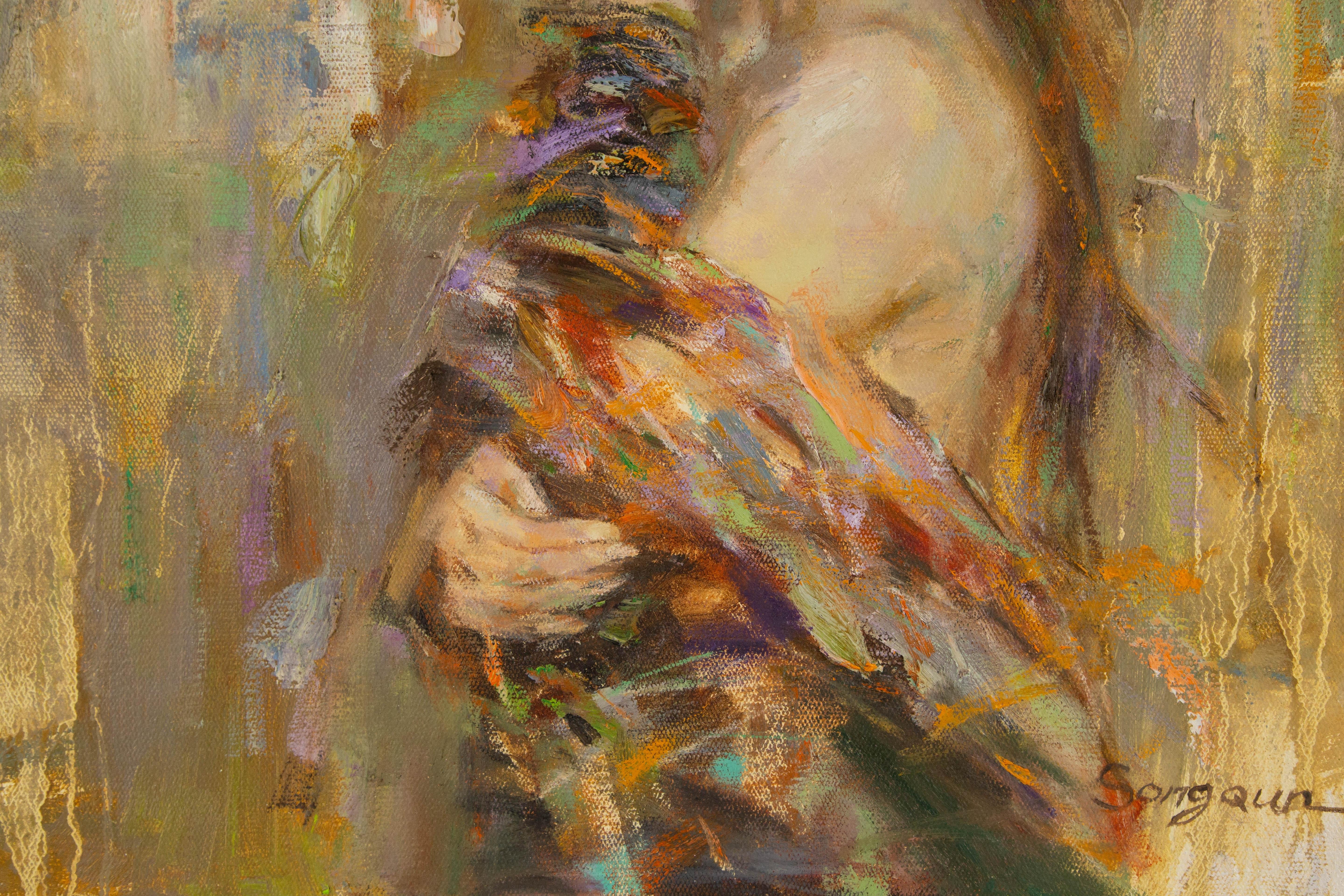Ritratto di Qun Song Pittura a olio originale 