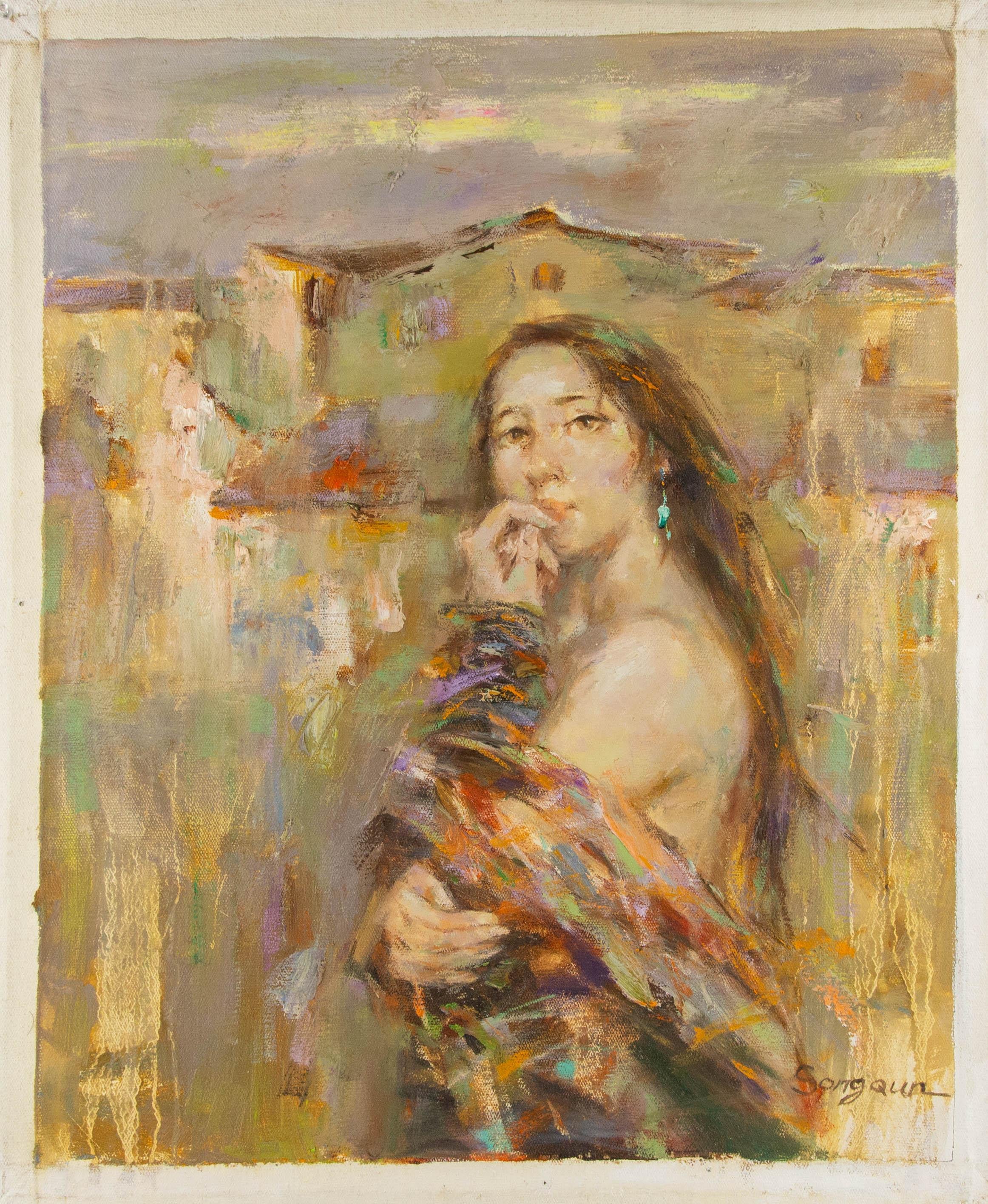 Ritratto di Qun Song Pittura a olio originale 