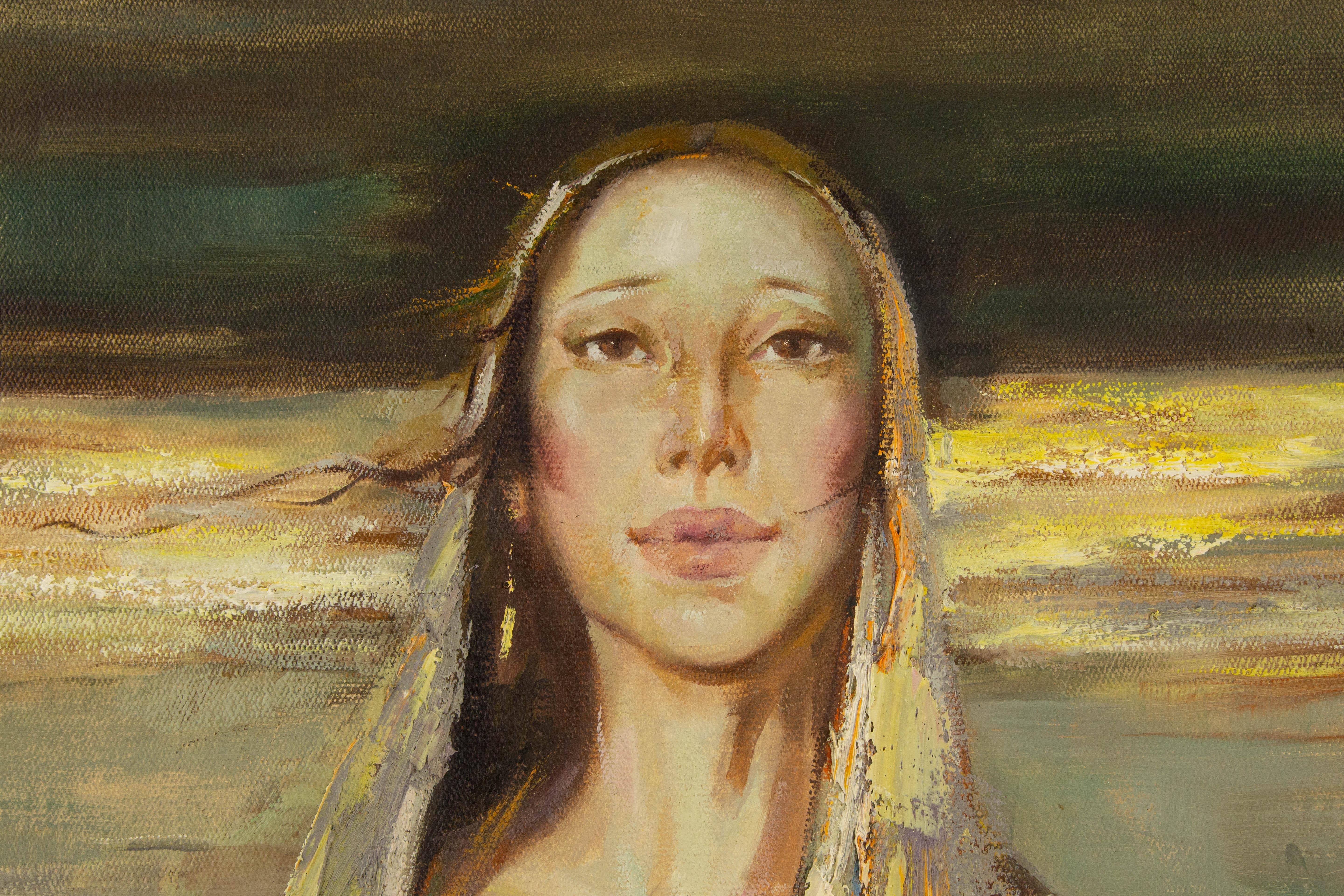 Qun Song, Porträt, Original-Ölgemälde ohne Titel, Qun Song im Angebot 1