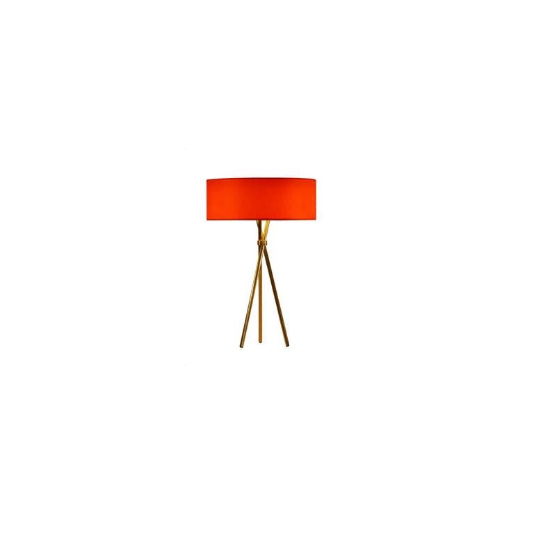 Contemporary Quo Mini Cardboard and Brass Table Lamp, Diff. Colors Available For Sale