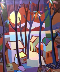 Autumn moon, Painting, Acrylic on Canvas