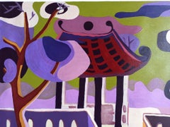 Afternoon sun on ancient architecture, Painting, Acrylic on Canvas