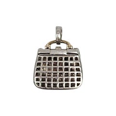 QVC Affinity Diamond Chip Sterling Silver Gold Accent Purse Charm #16614