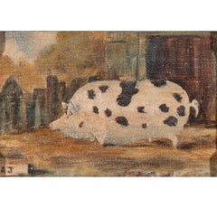R. A. Jones  - Early 20th Century Oil, Spotted Pig
