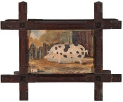 Antique R. A. Jones  - Early 20th Century Oil, Spotted Pig