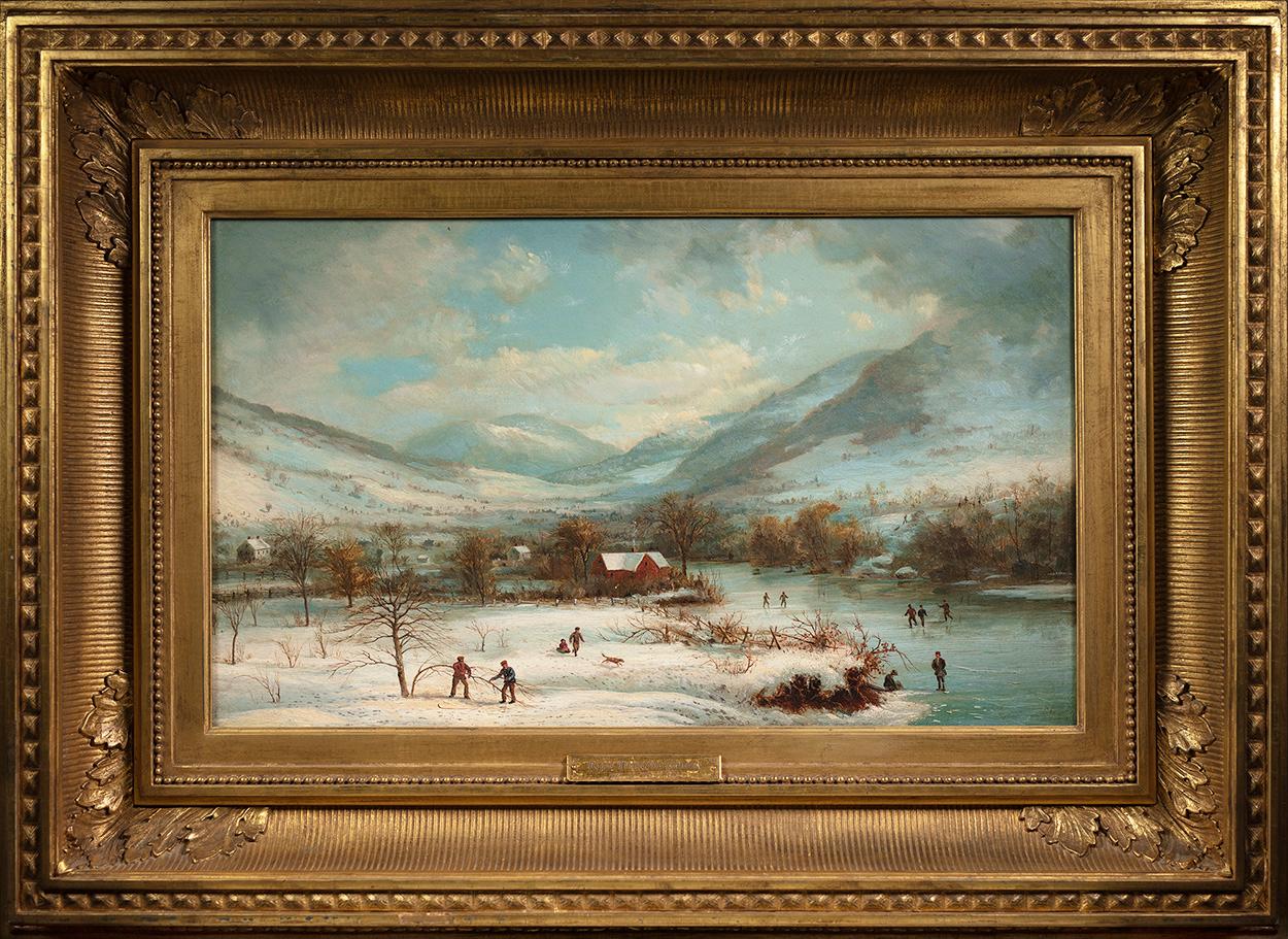 A. Winter Among The Hills, Pattini da ghiaccio - Painting di Régis François Gignoux