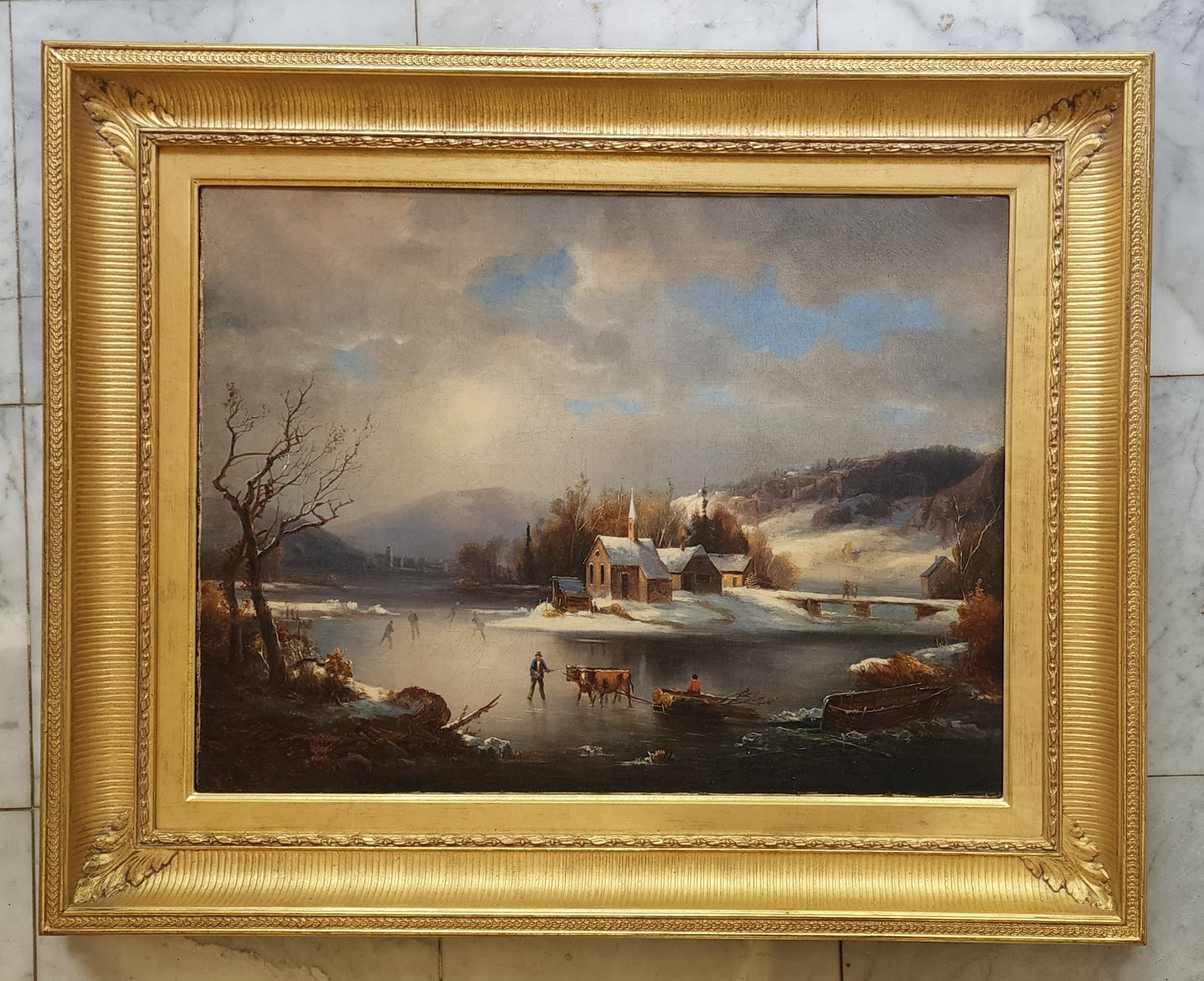 Winter Landscape - Painting by Régis François Gignoux