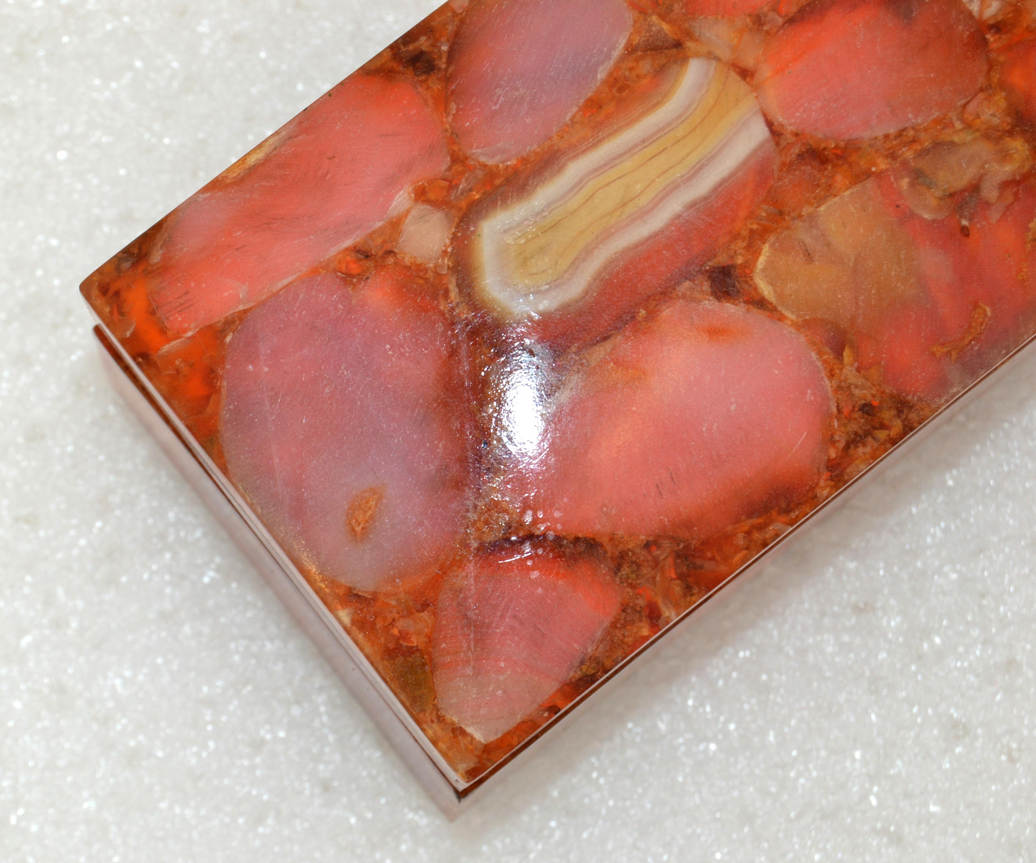 R and Y Augusti Paris Jewelry Watch Decorative Box Agate and Shell Exotic Wood In Good Condition For Sale In Miami, FL