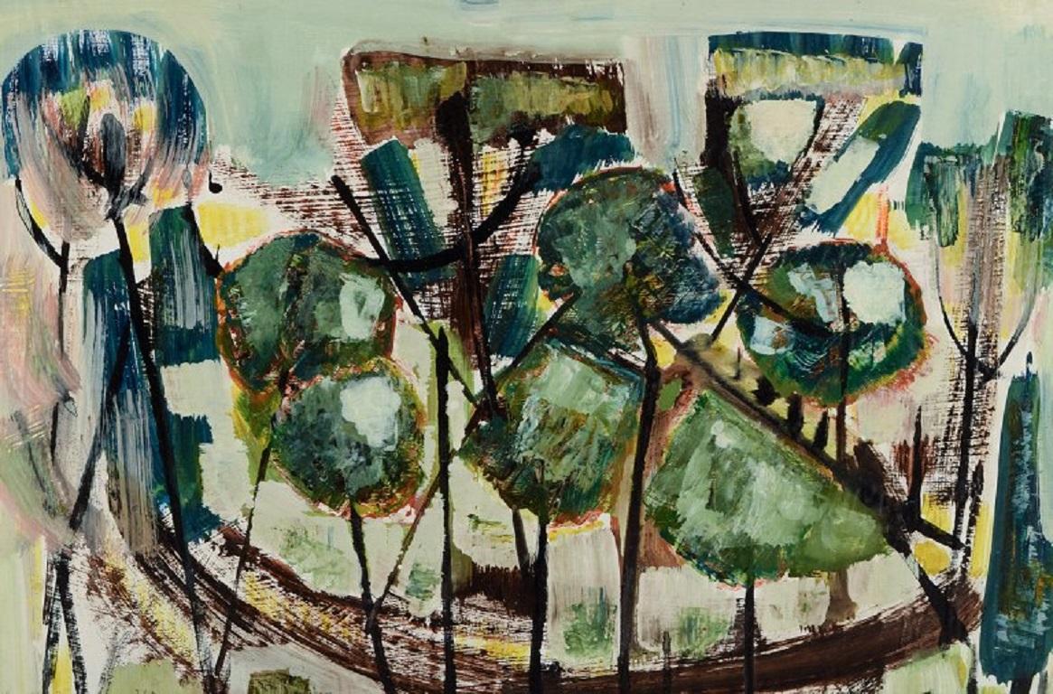 Swedish R. Arnal. Modernist landscape. Oil on canvas. 1976 For Sale