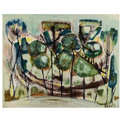 R. Arnal. Modernist landscape. Oil on canvas. 1976