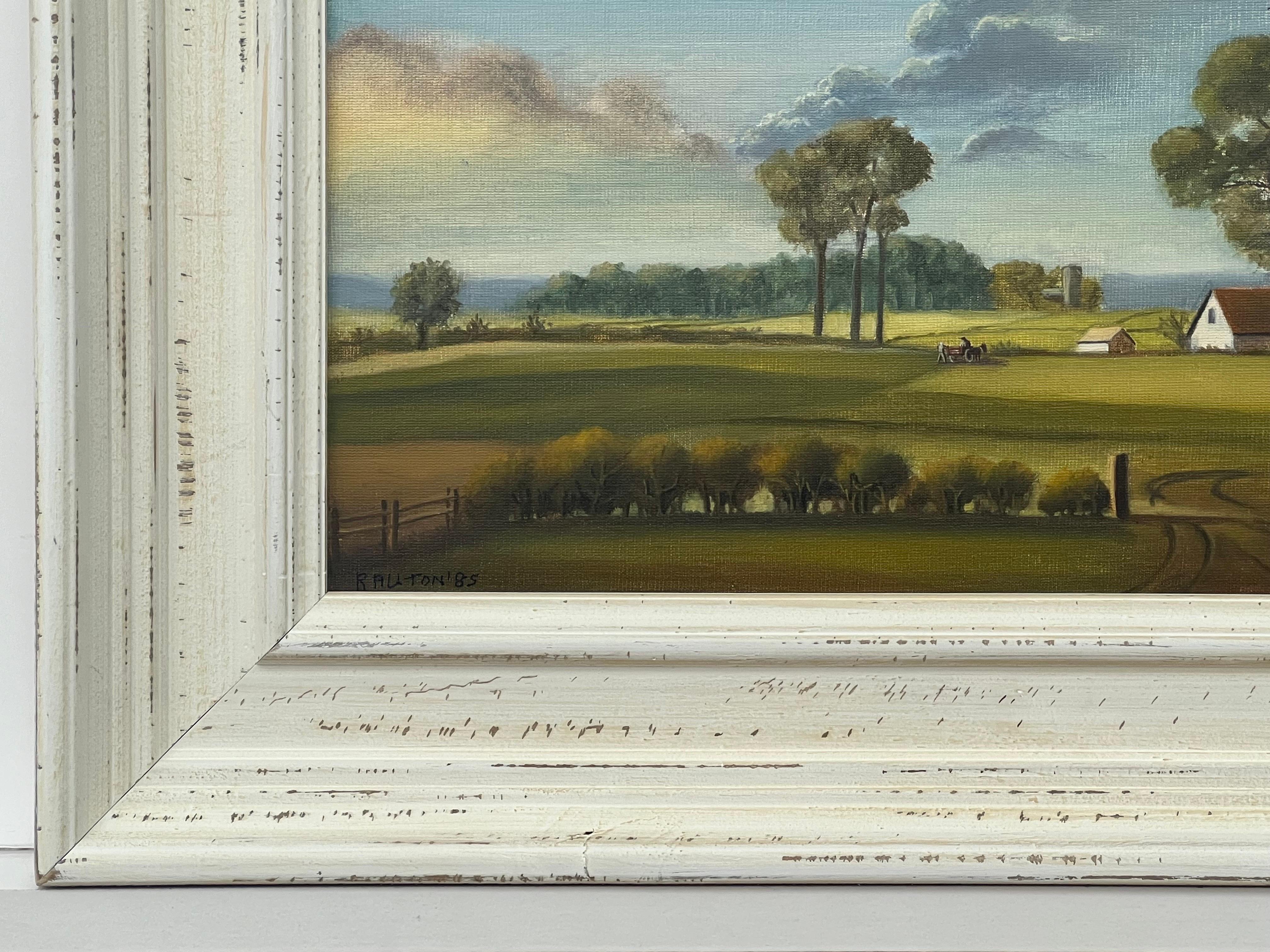 Farm Landscape with Lush Green Fields & Summer Sky in the English Countryside For Sale 2