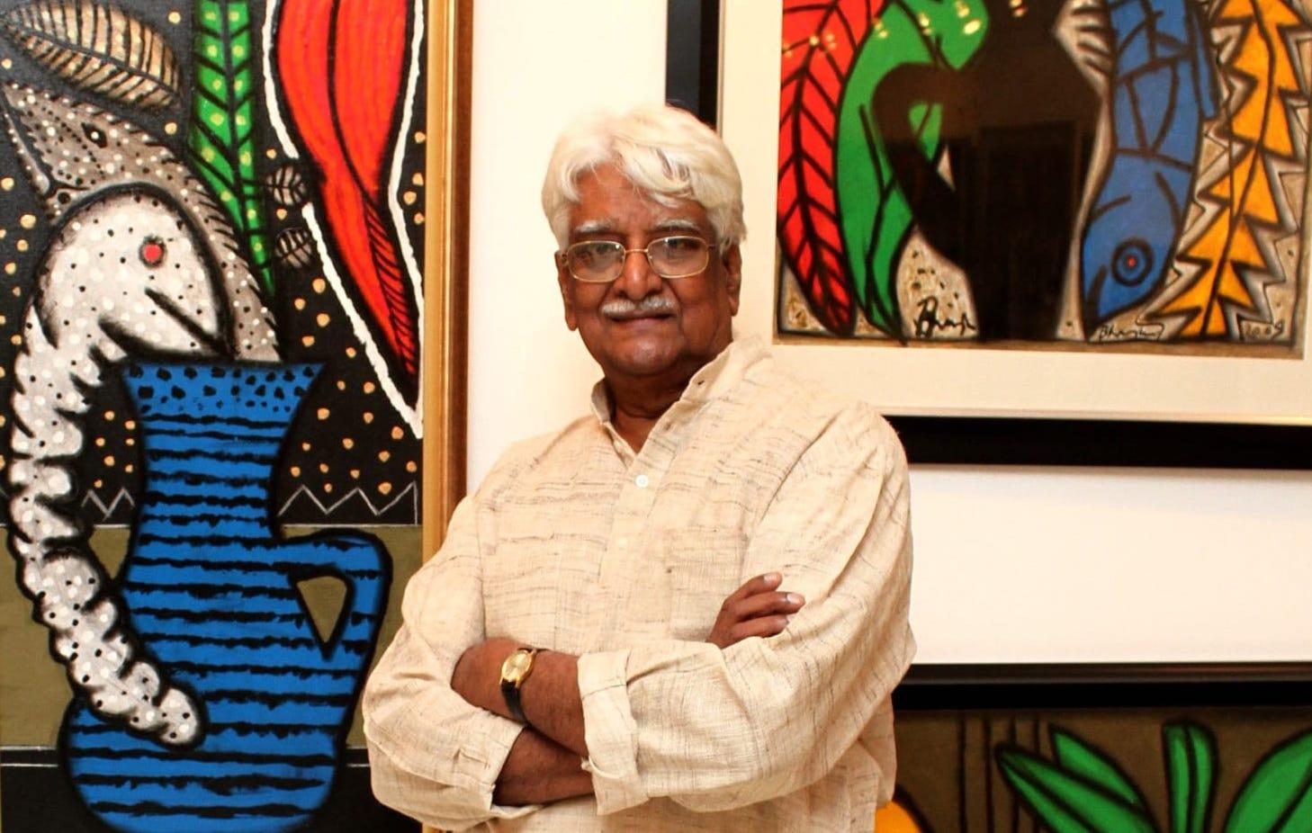 Art indien moderne, Madras, chat, peinture bleue, technique mixte, abstraction Inde  en vente 13