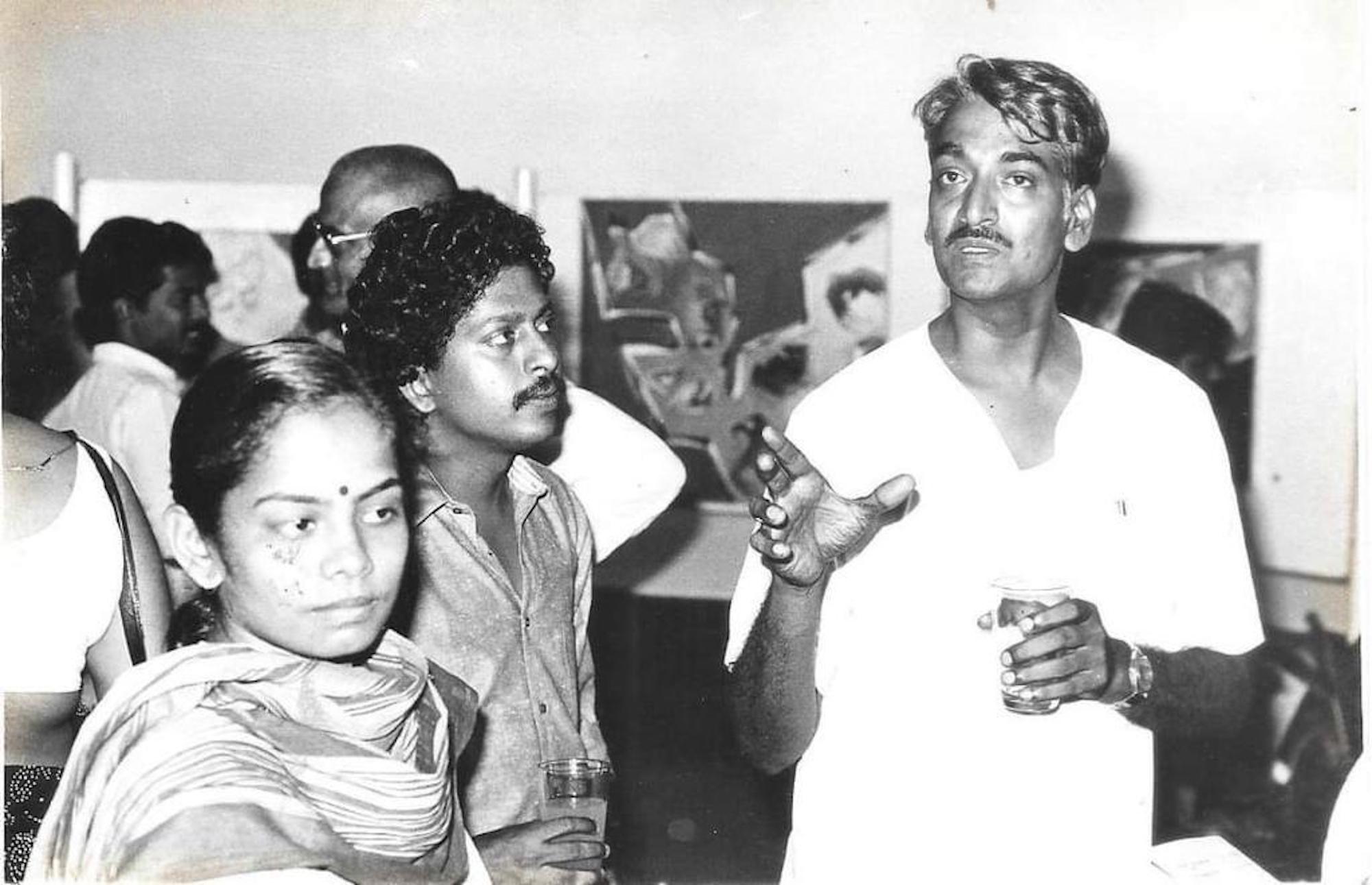 Arte indiana moderna Madras, Pittura su tela, Coppia, Astrazione, India 13