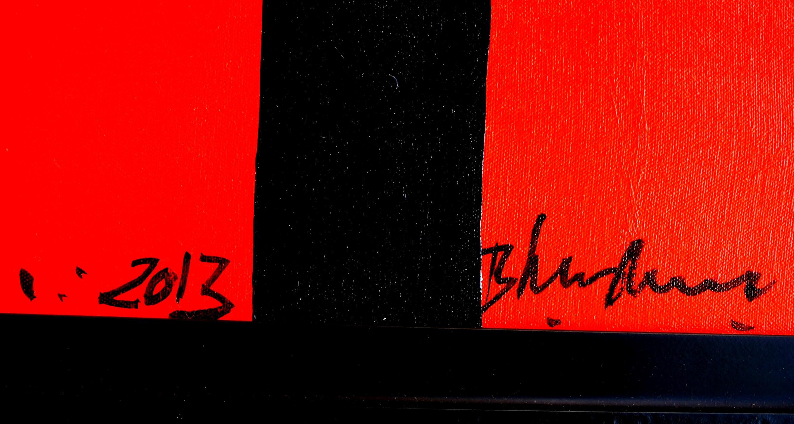Arte indiana moderna Madras, Pittura su tela, Coppia, Astrazione, India - Abstract Painting Marrone di R B Bhaskaran