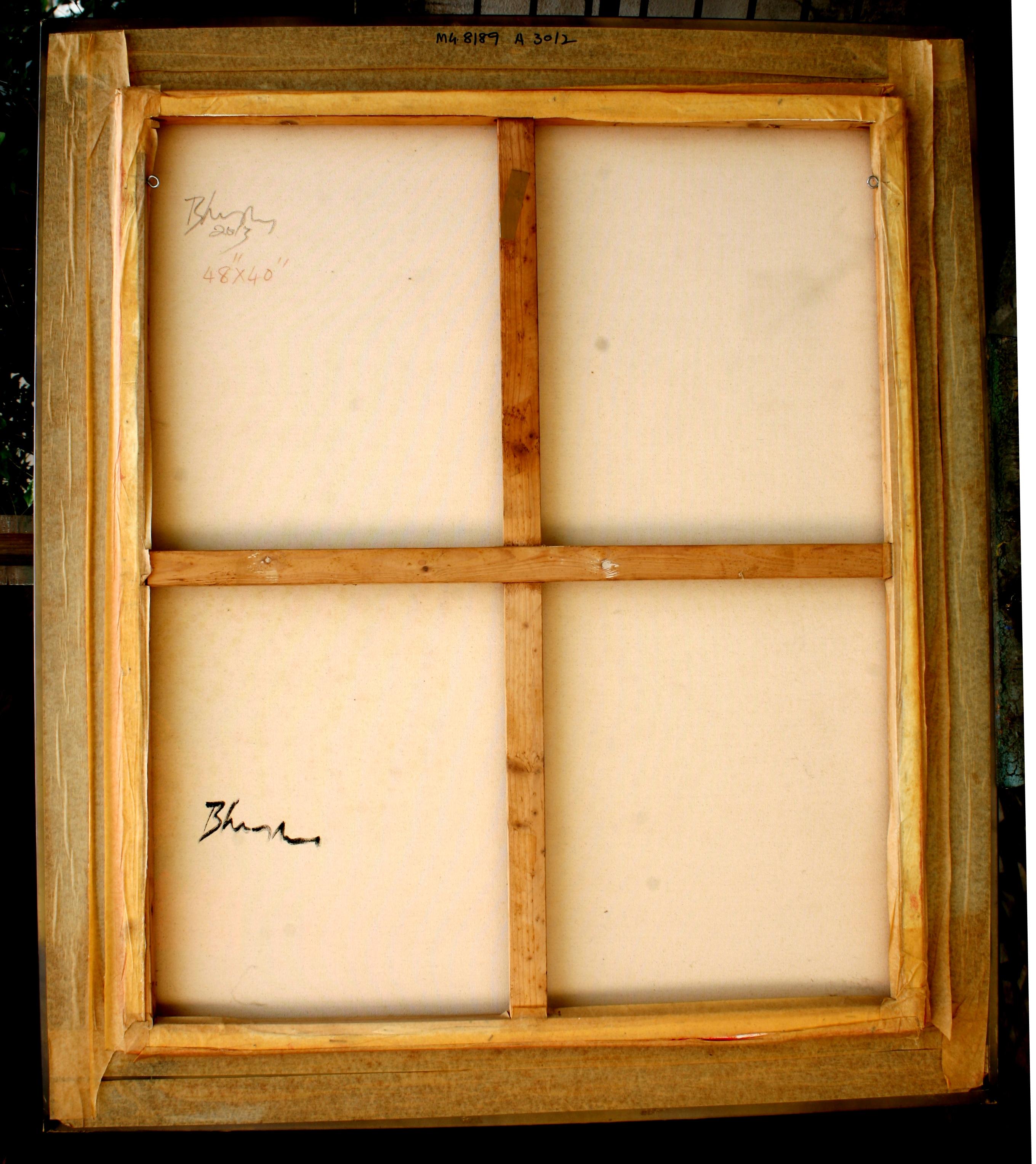 Arte indiana moderna Madras, Pittura su tela, Coppia, Astrazione, India 1
